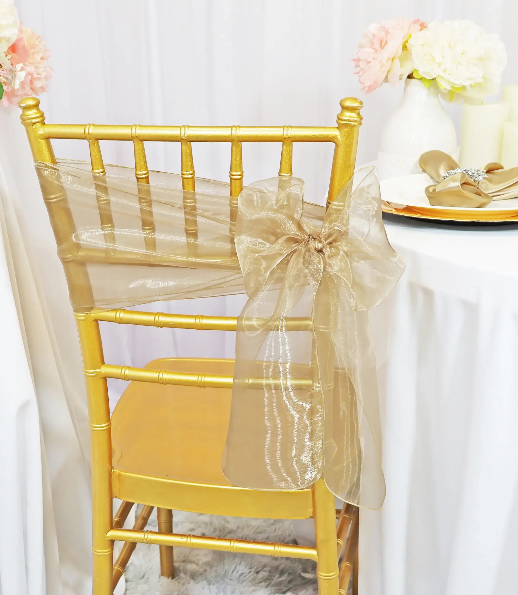 Antique Gold Organza Sashes