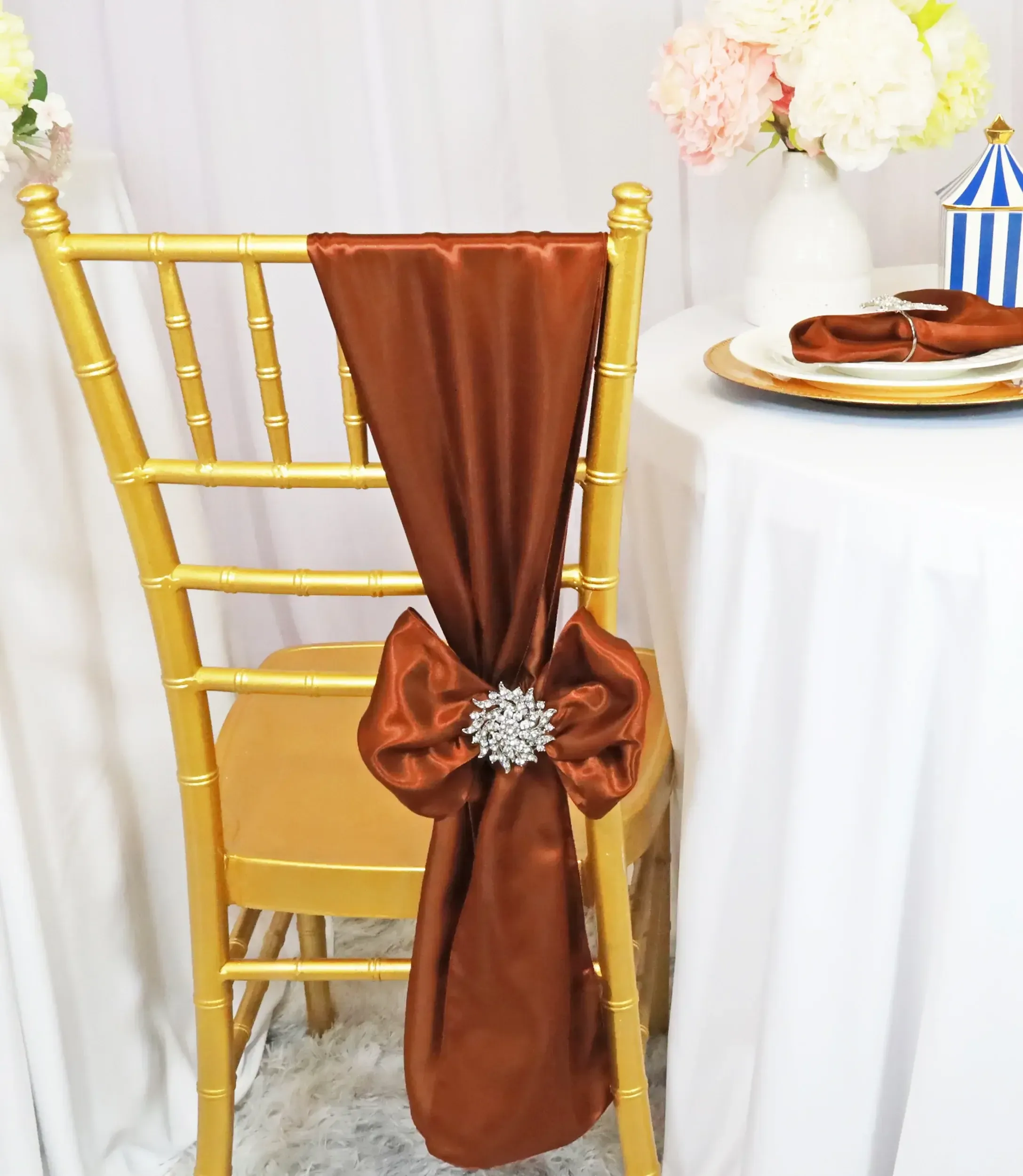 Cognac Satin Sashes