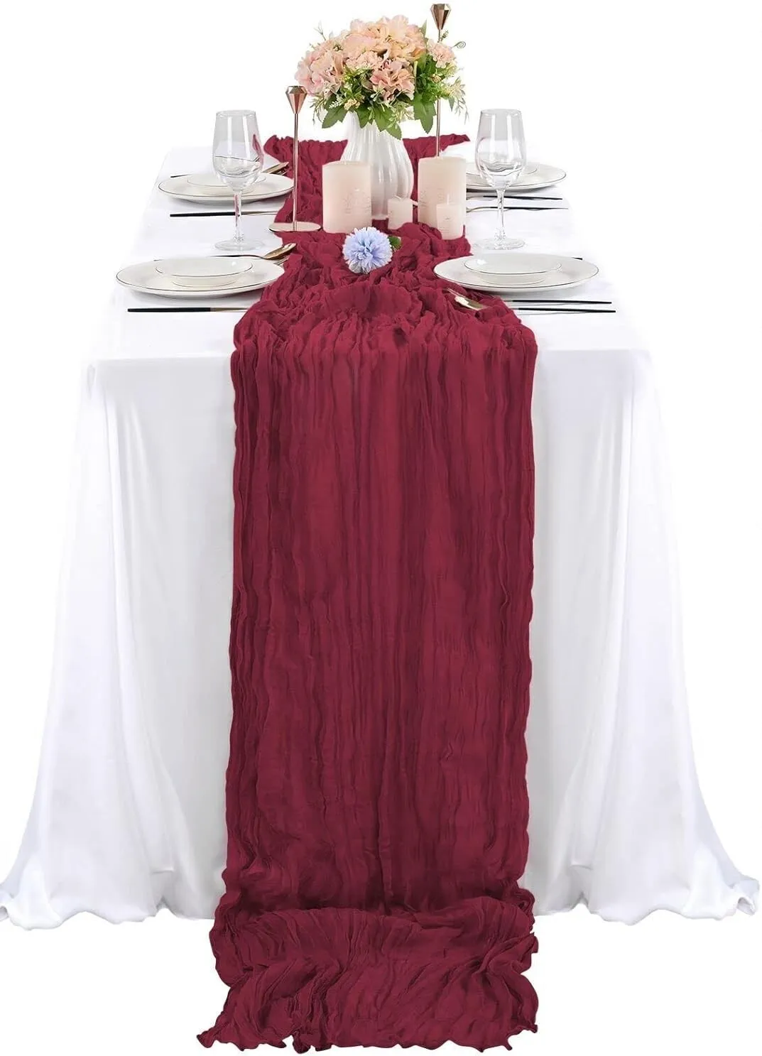 Burgundy Cheesecloth Table Runners