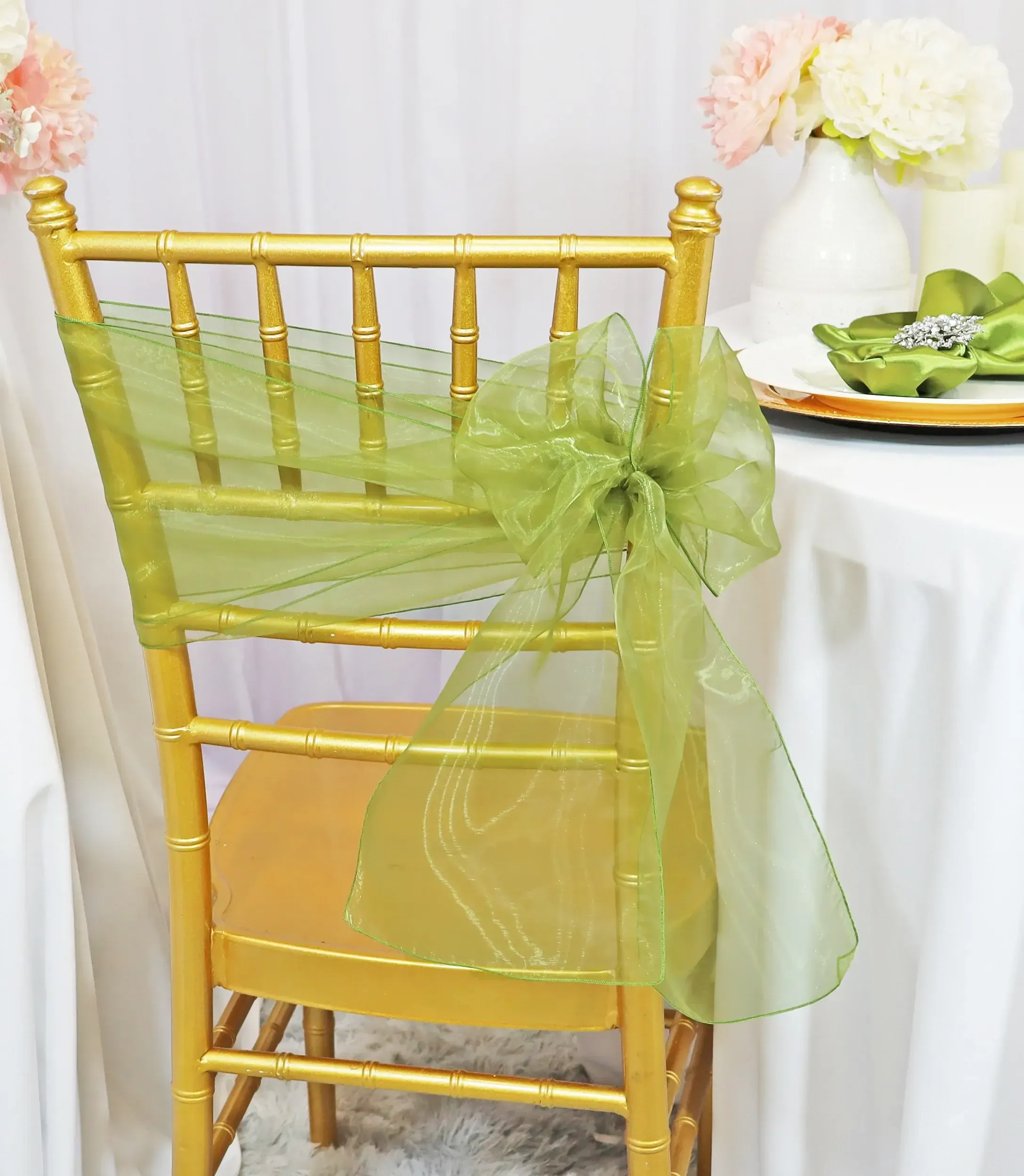 Moss Green Organza Sashes