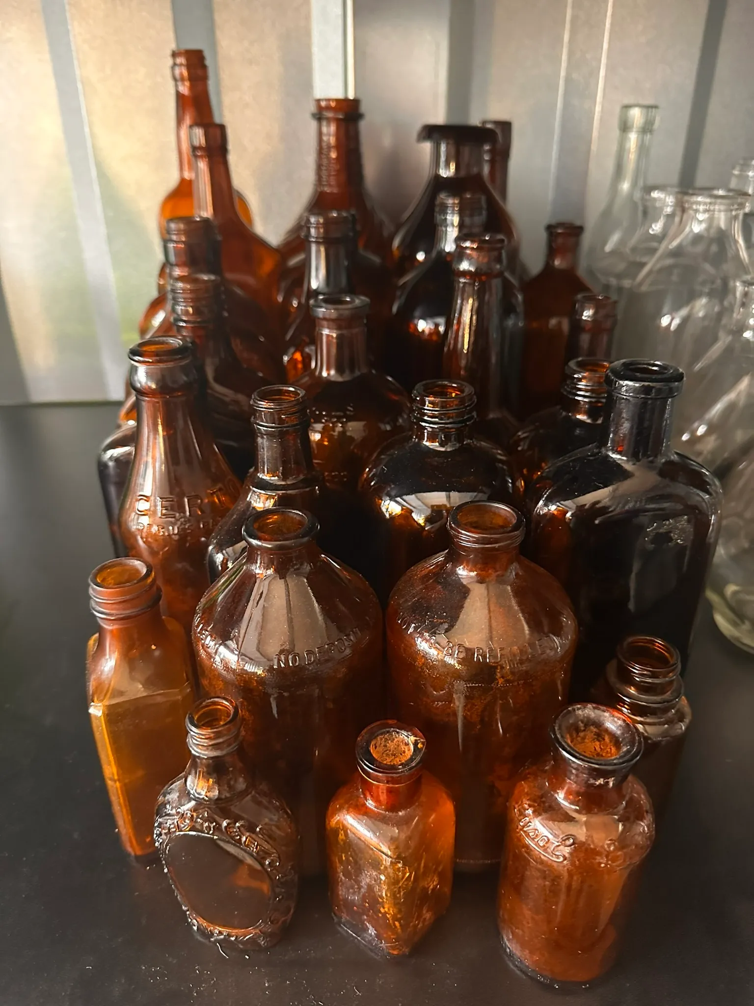 Set of 25 Vintage Amber Bottles