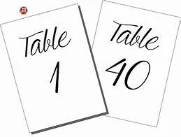 Table numbers-White with black lettering-paper-set