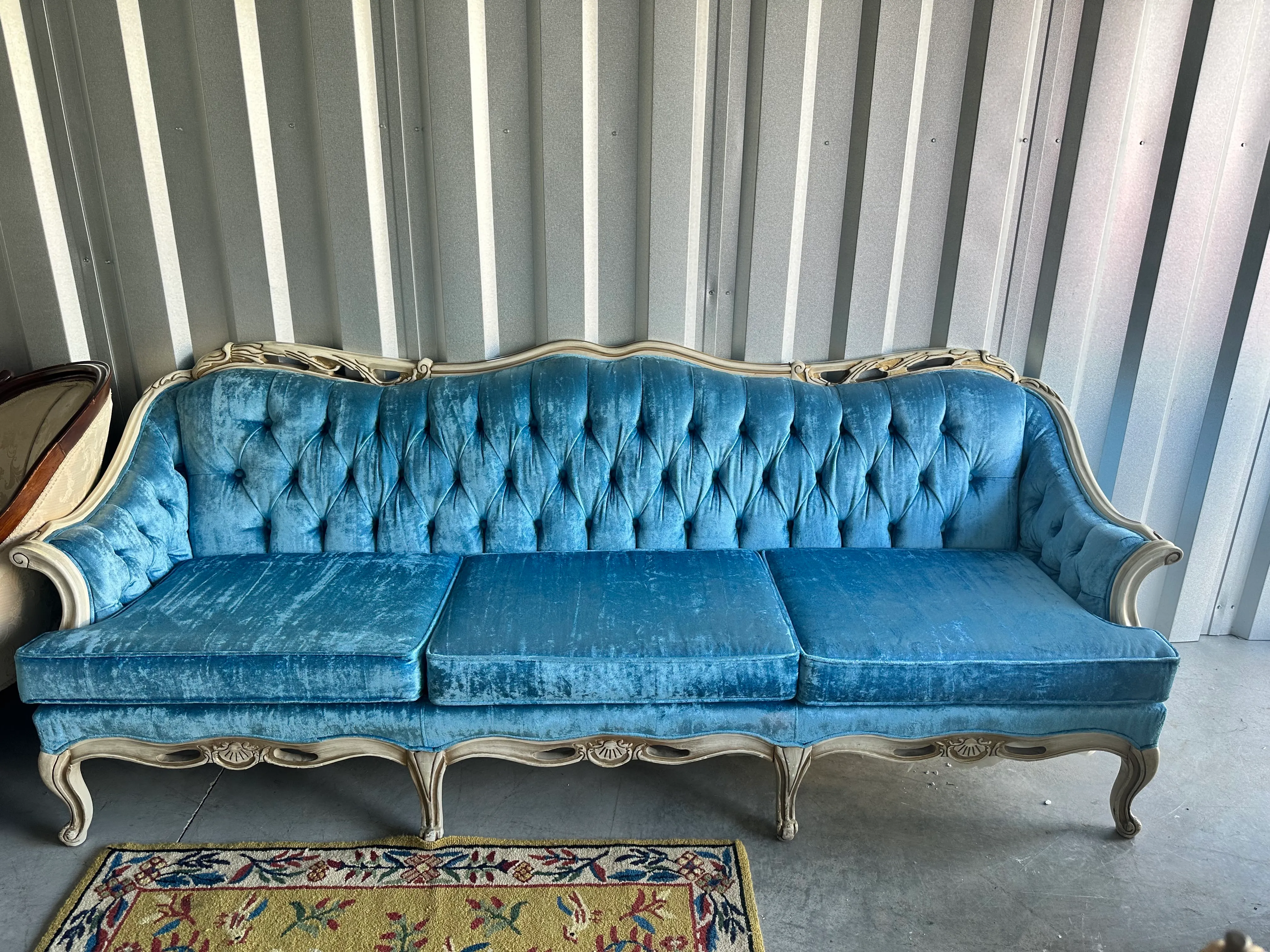Stephanie-Vibrant blue vintage sofa