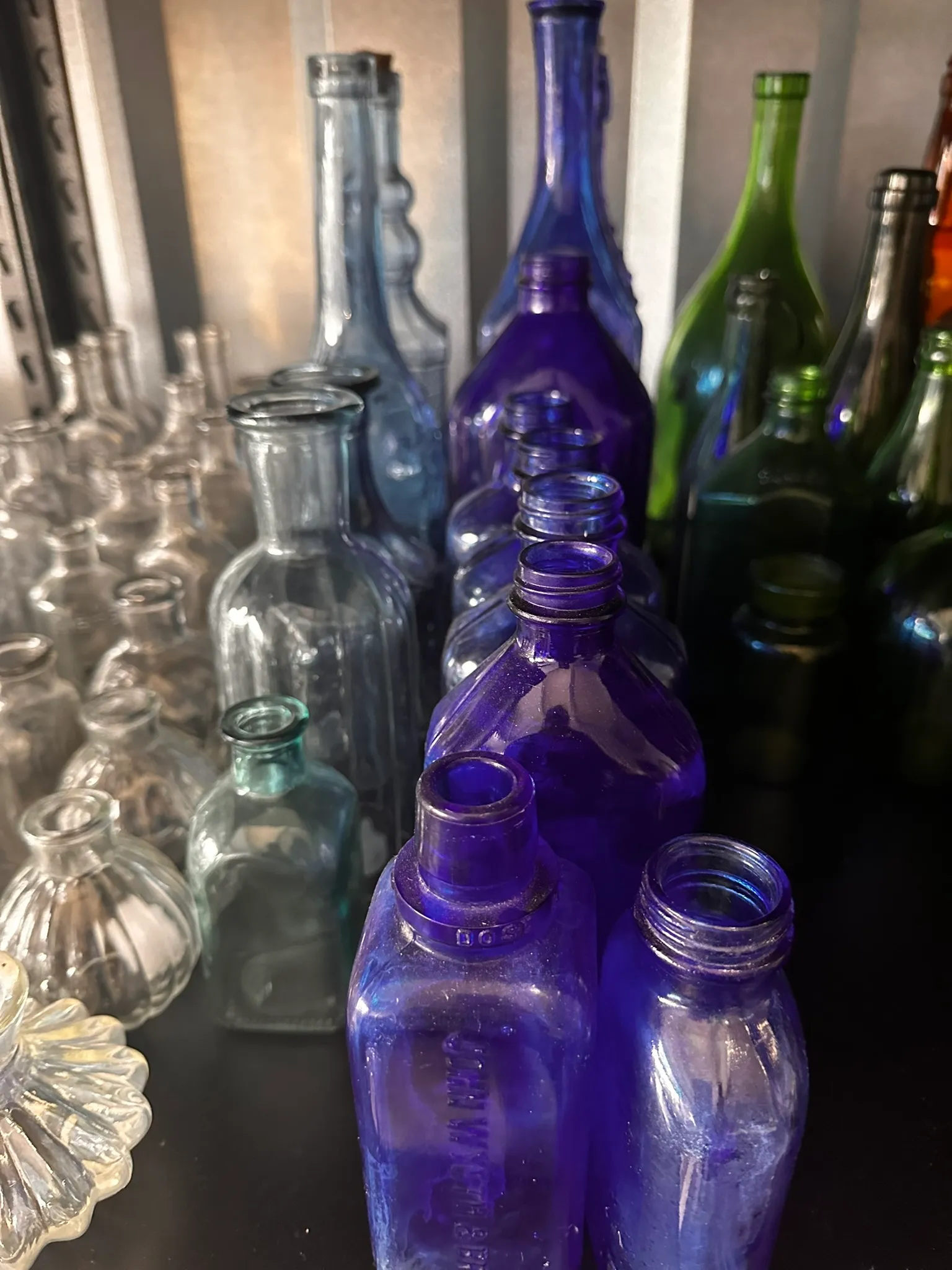 Set of 8 Cobalt blue bottles