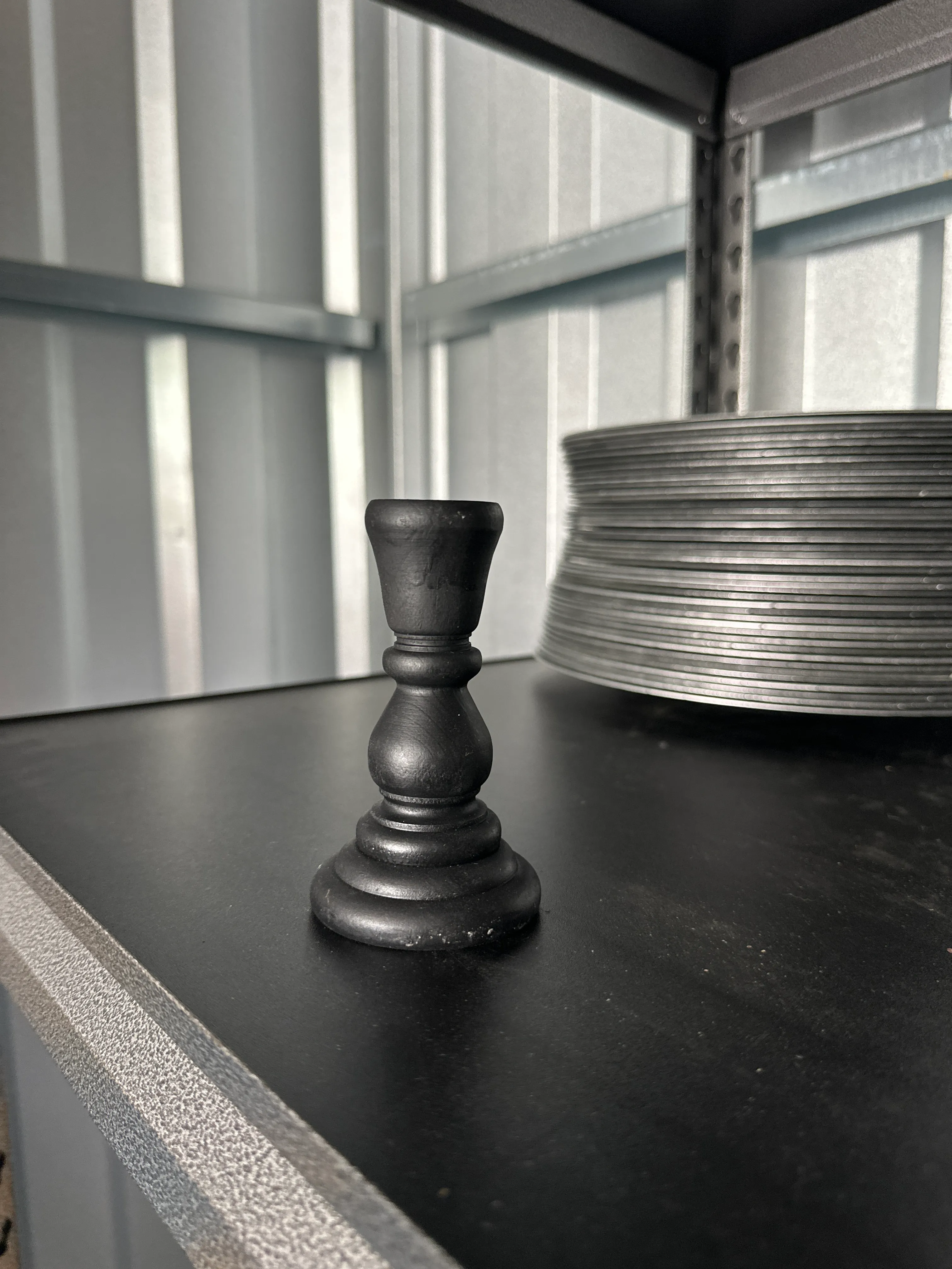 Black wooden candlestick medium