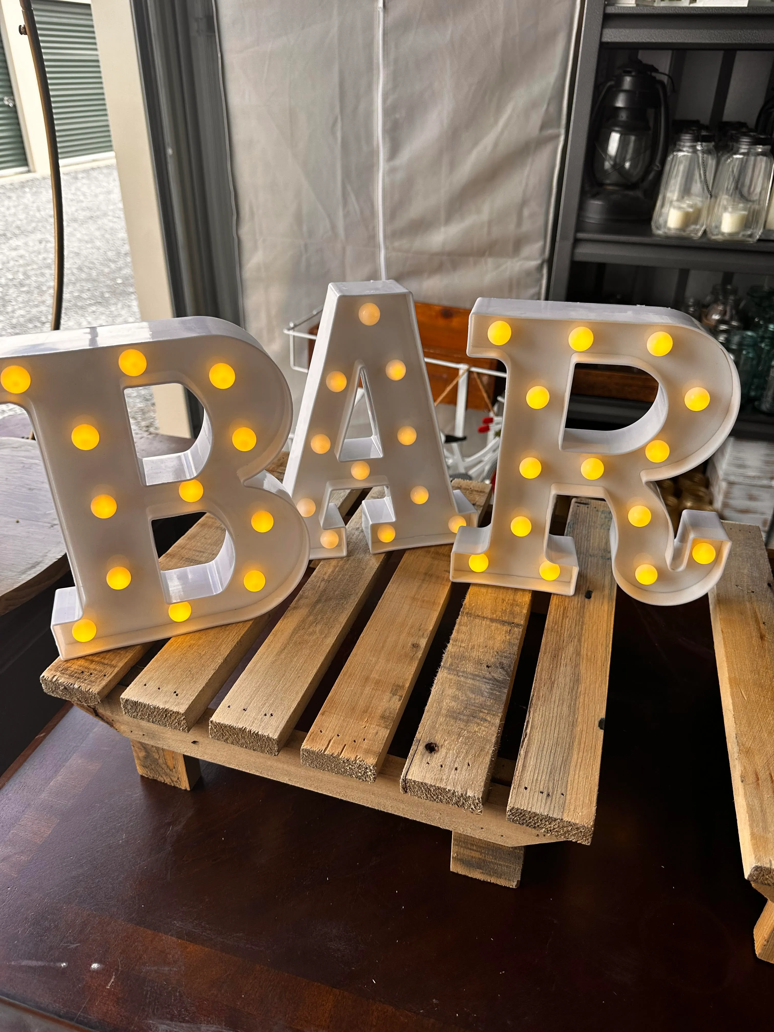 Light up "BAR" Letters Item #1514
