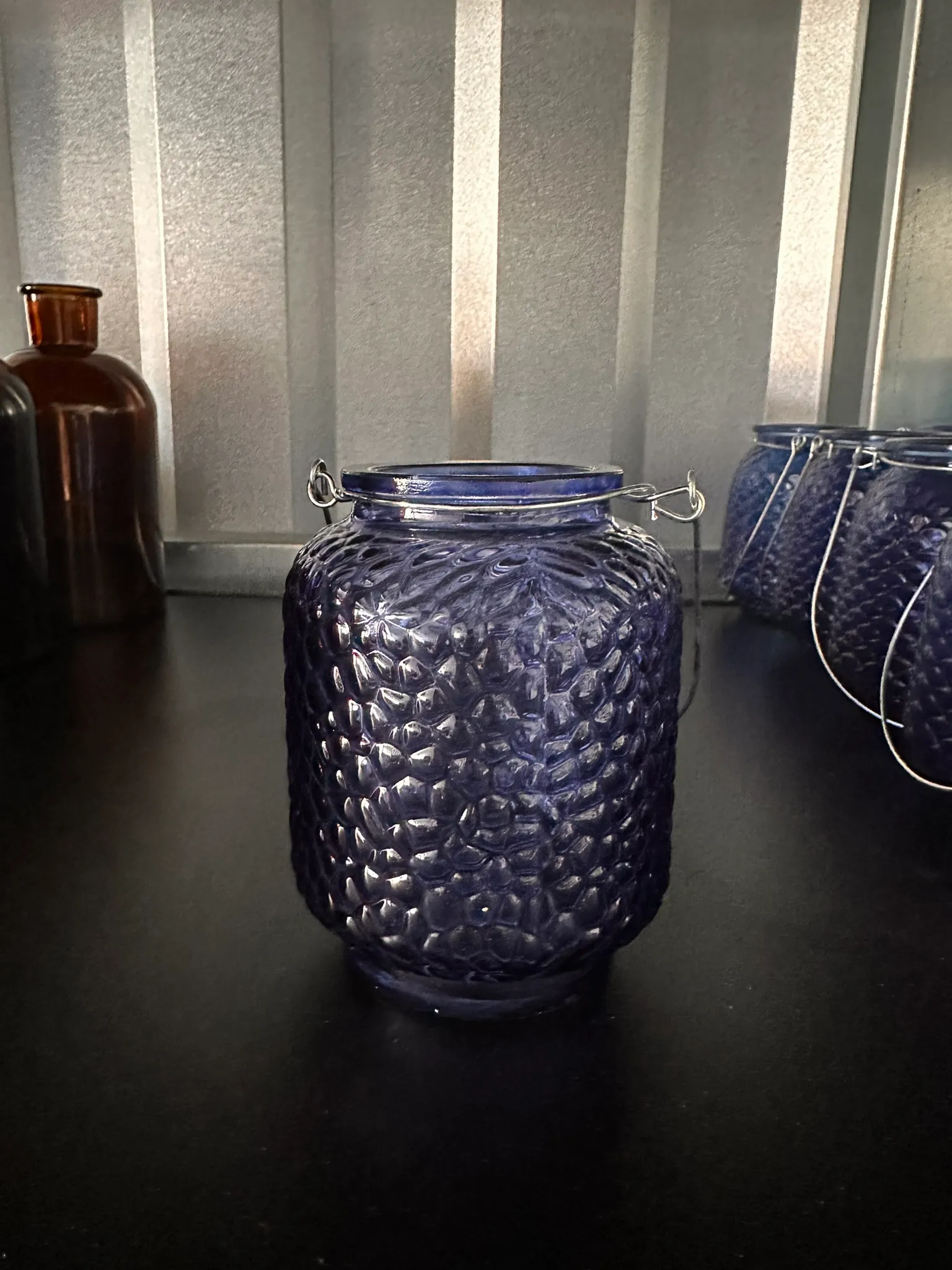 Blue Textured Vase/Lantern
