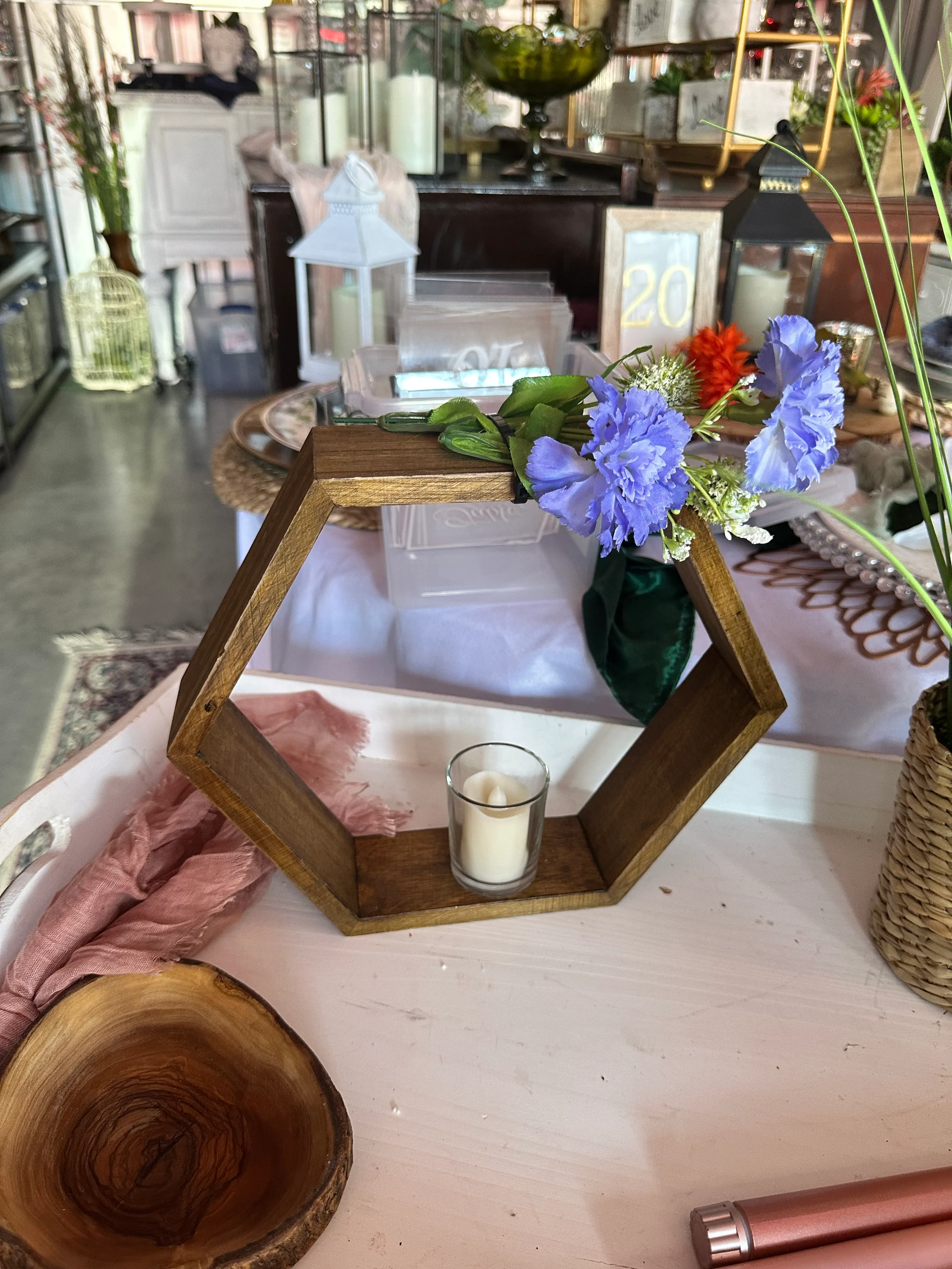 Wooden Hexagon centerpiece