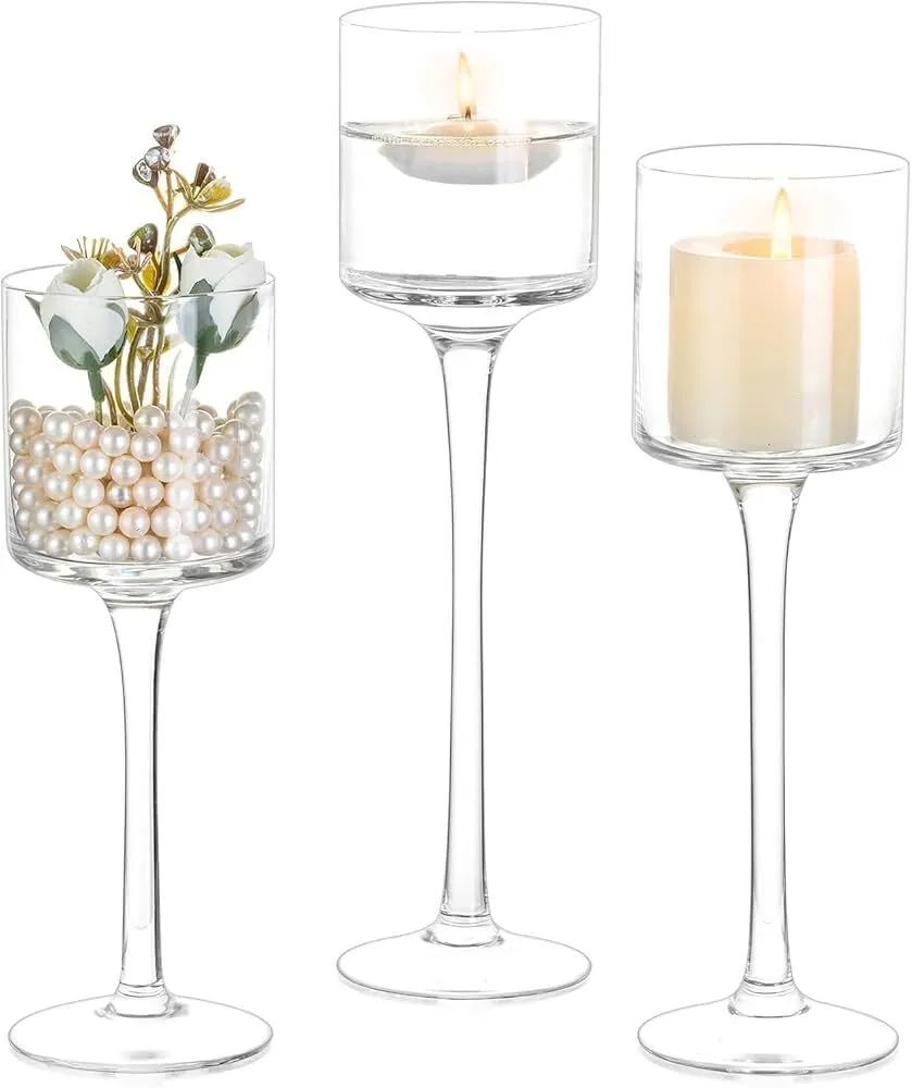 Floating candle holder-stemmed-set of 3