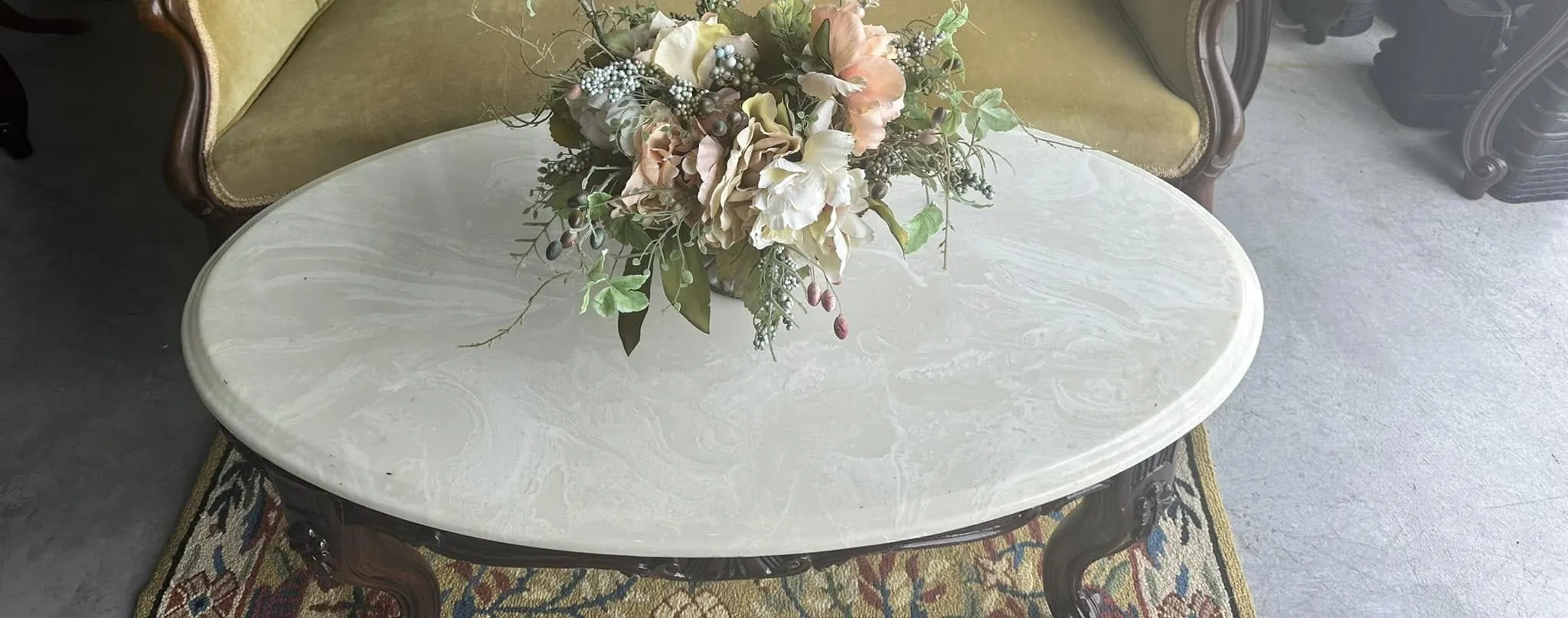 Coffee Table-Cream marble top