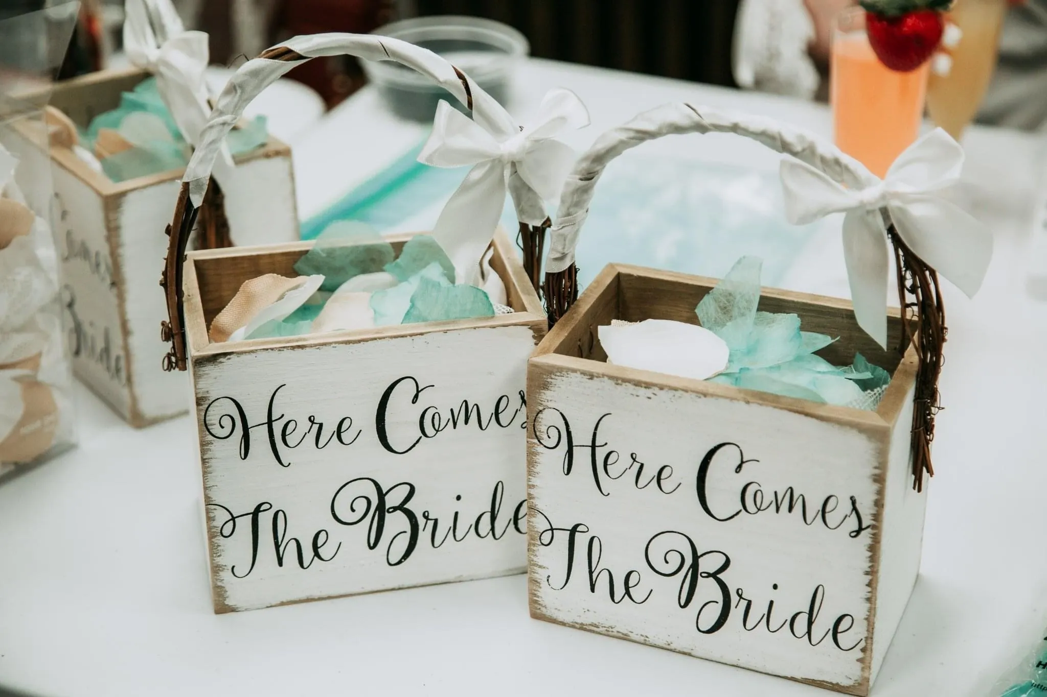 Woden flower girl boxes