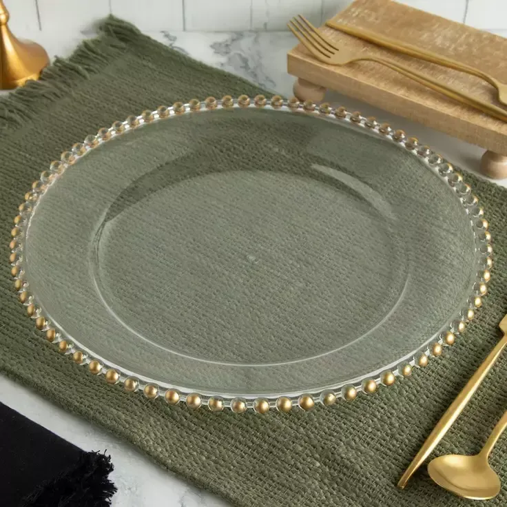 Charger-Clear Gold Beaded