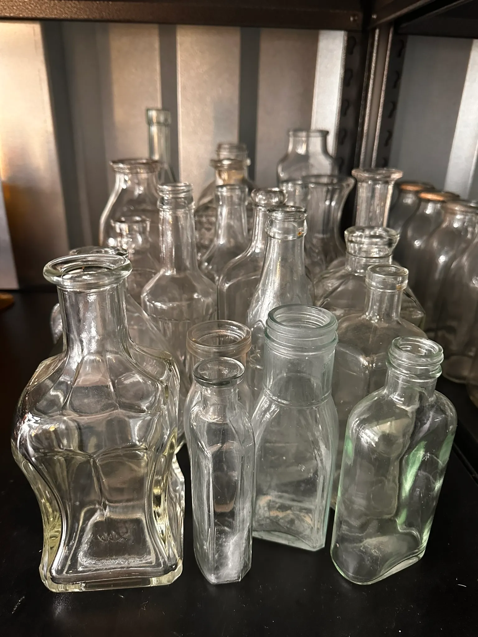 Set of 25 Clear Vintage Bottles