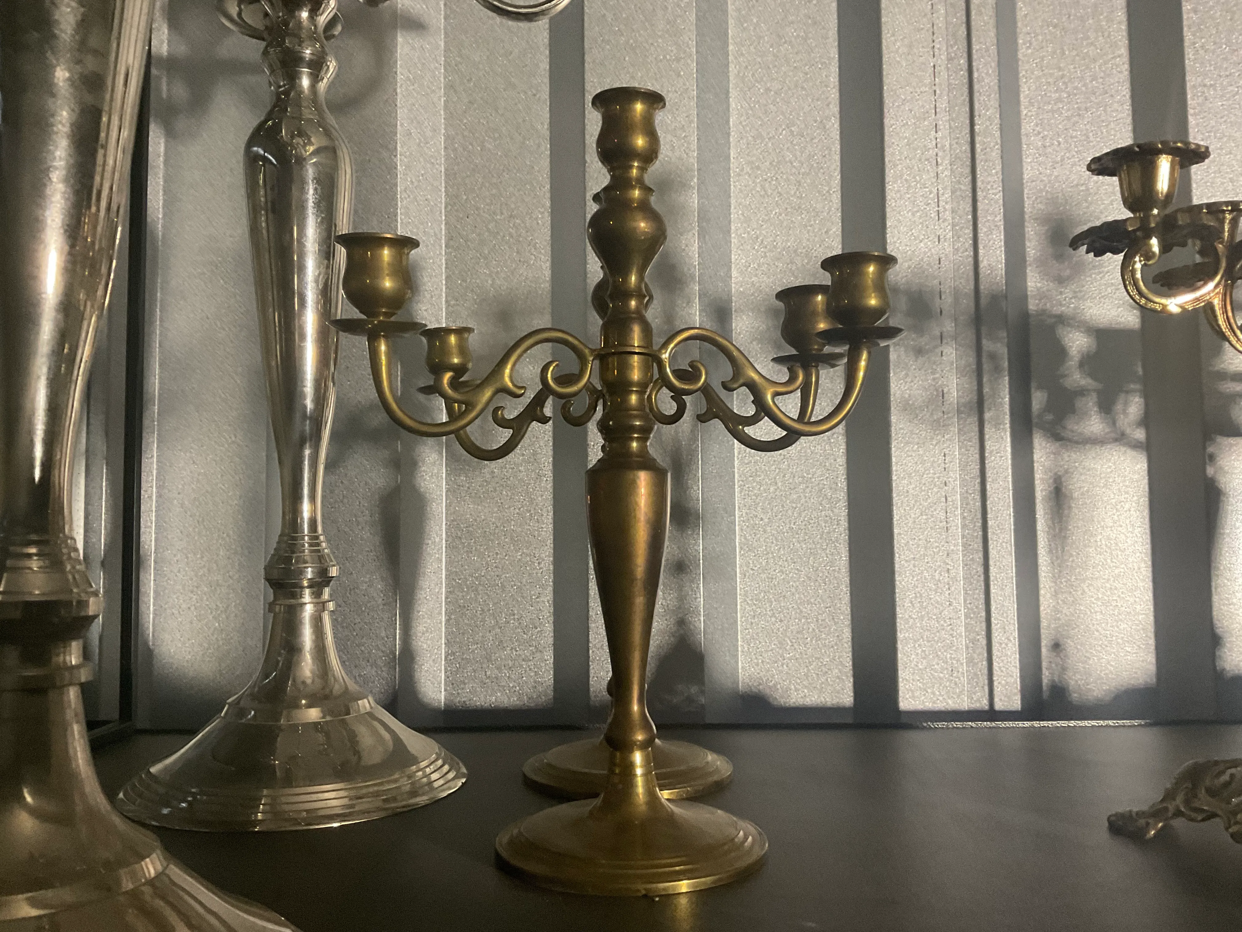 Brass 3 arm candelabra 