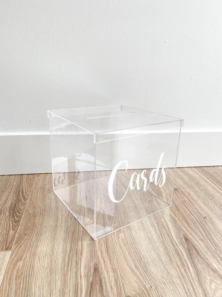 Card Box-Clear with white writing