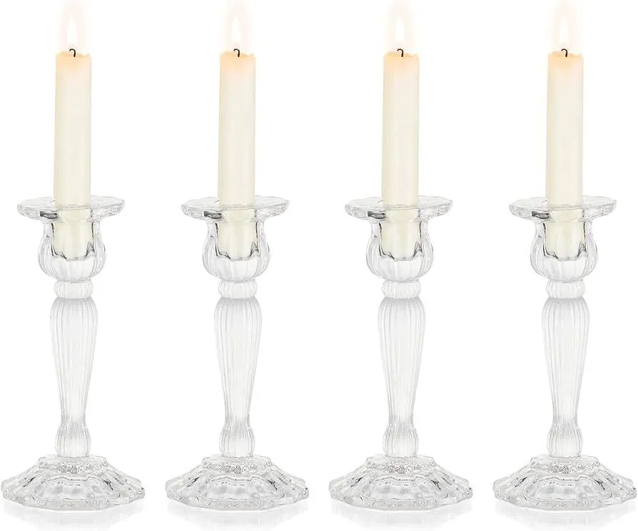 Taper candle holder-clear-Tall mixed styles