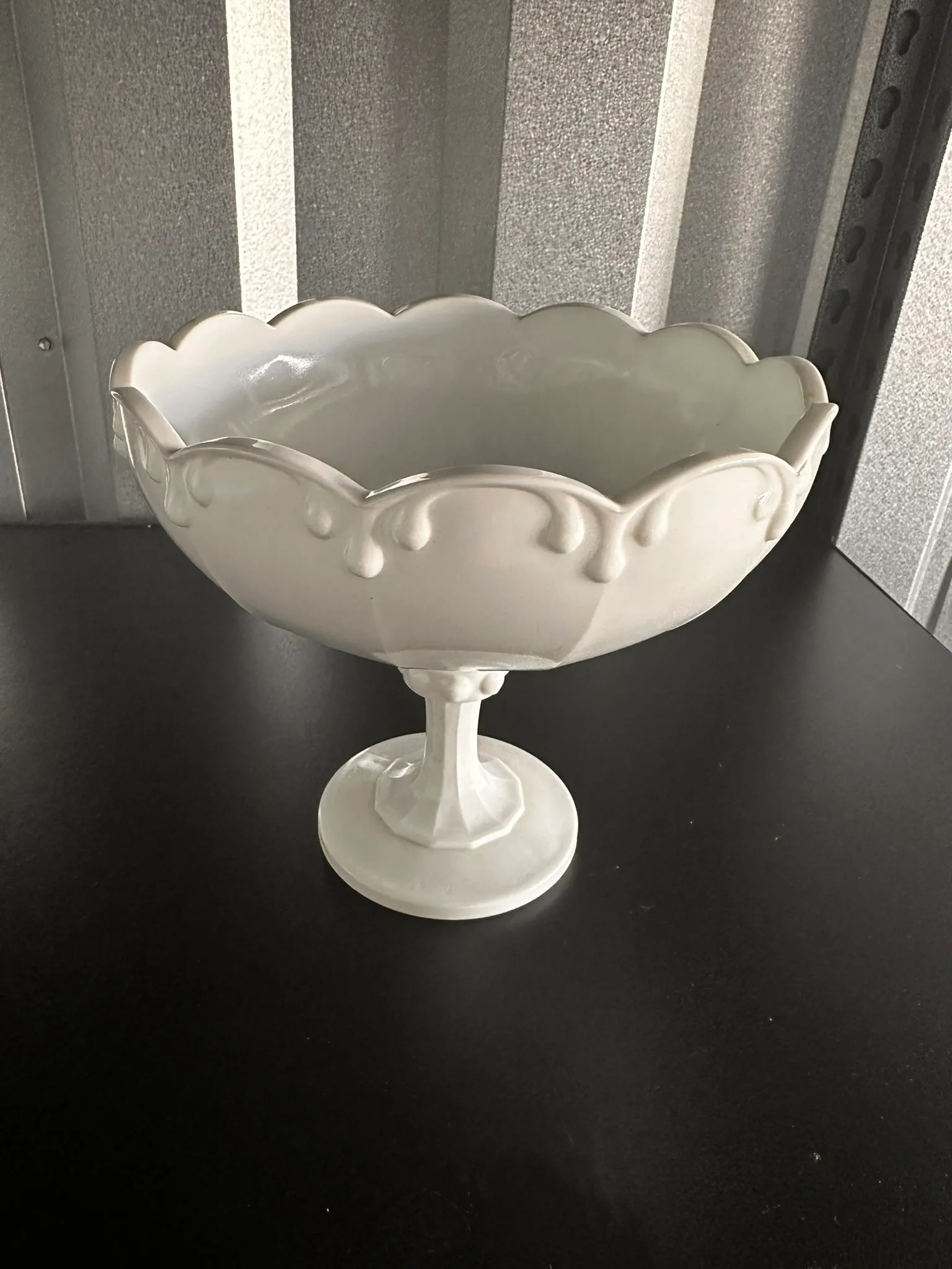Compote-Wide Milk Glass