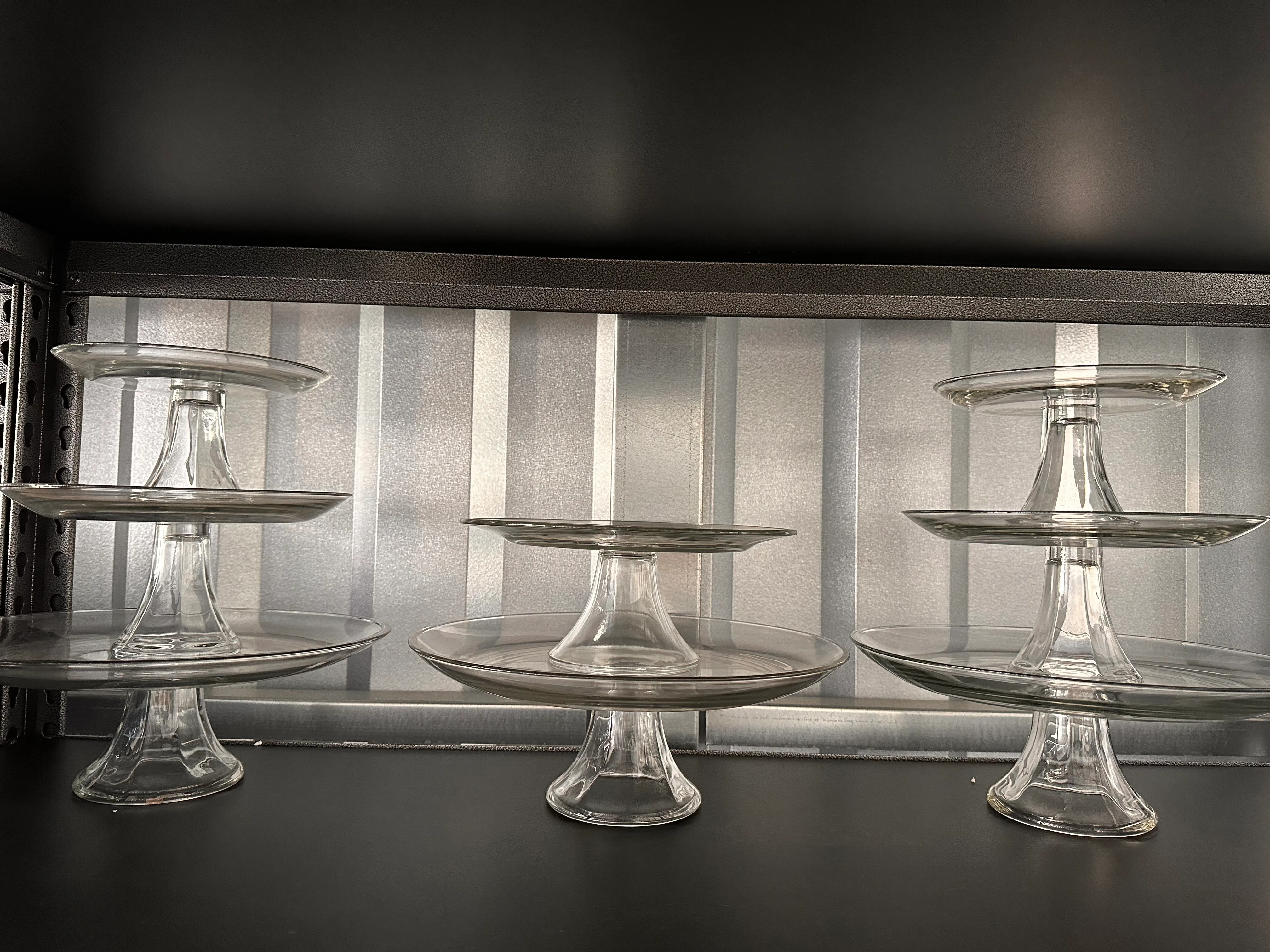 Tiered glass dessert stand set-two triple, one double