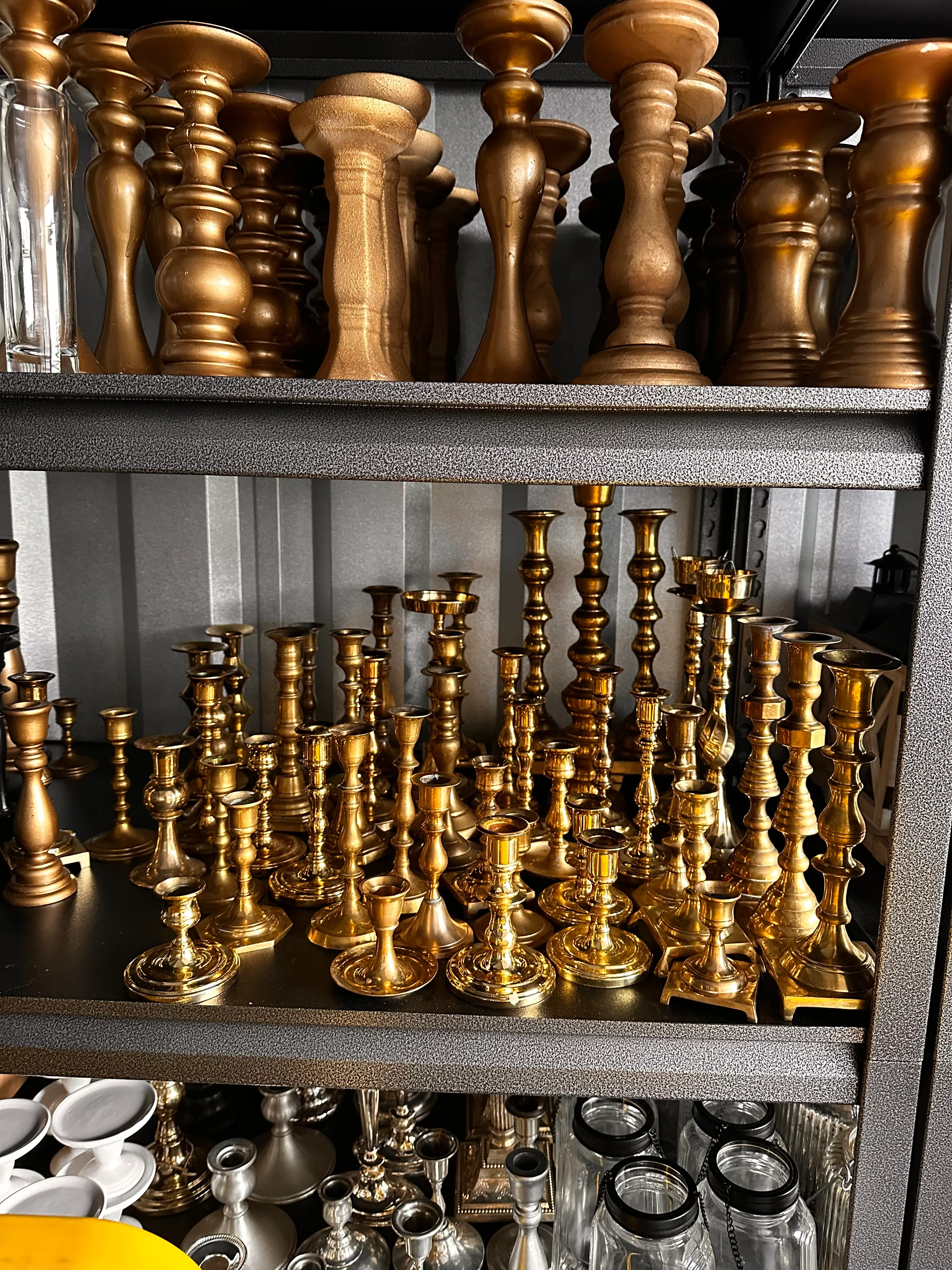 Mixed brass candlesticks