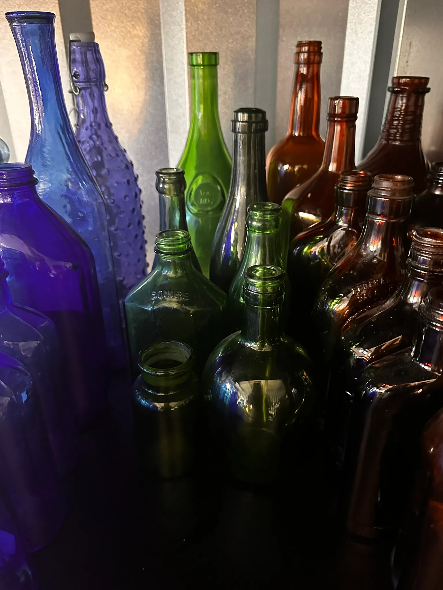 Set of 8 Vintage Green bottles