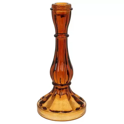 Candlestick-Glass-Amber-tall