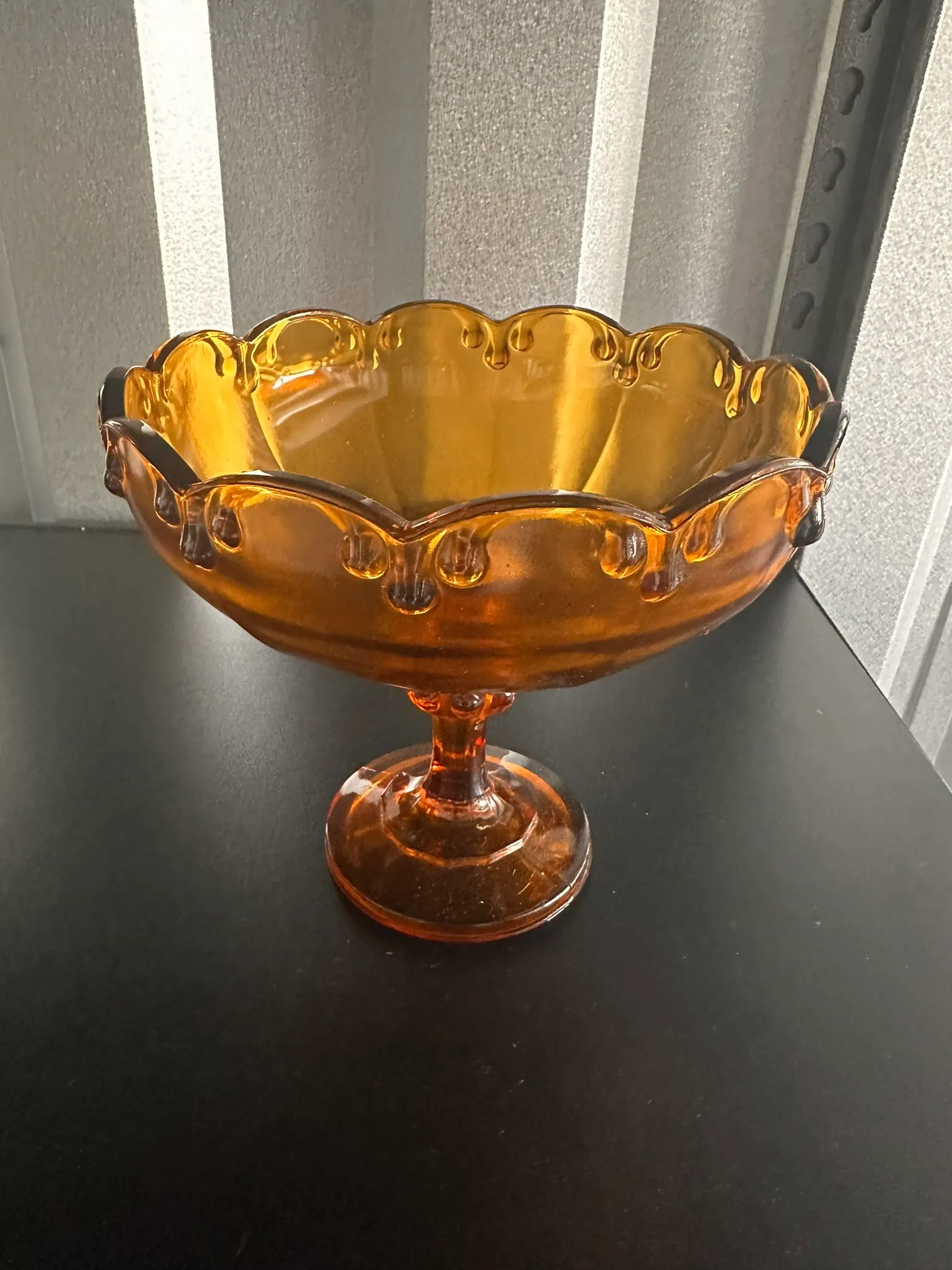 Compote-Amber Glass Wide