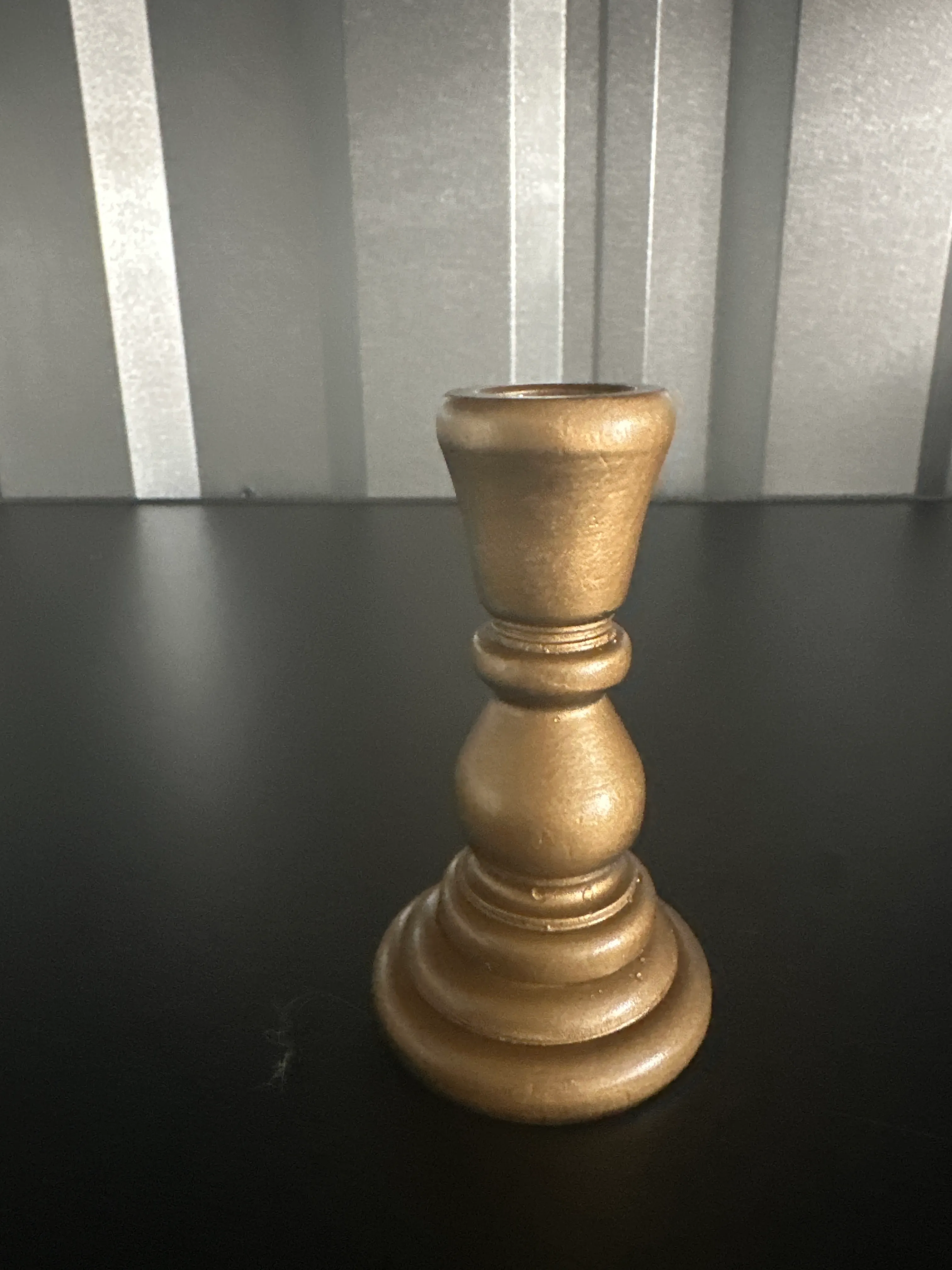 Gold wooden candlestick-medium