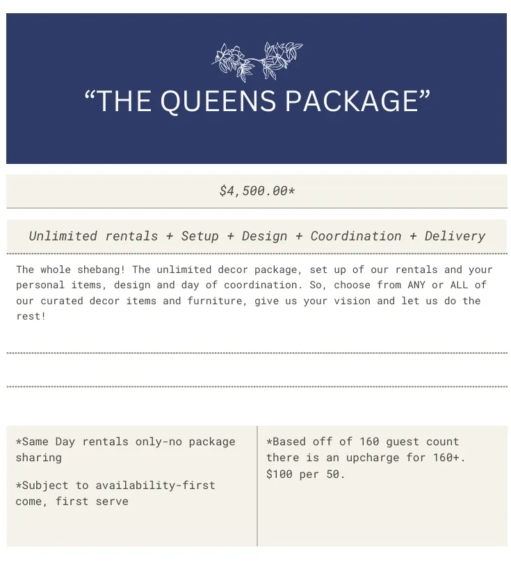 Package-"The Queens Package"