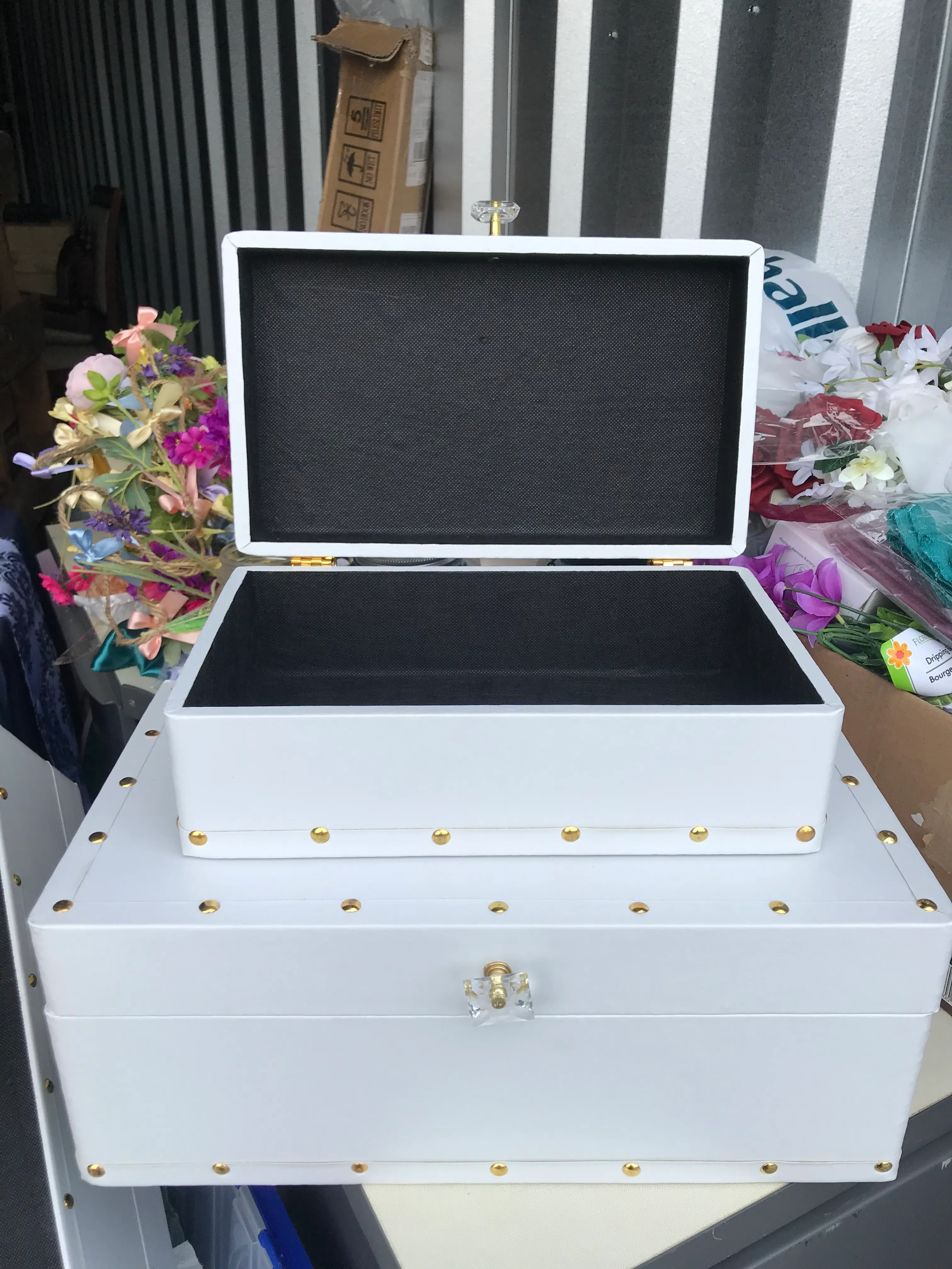 Card Box-white set of two