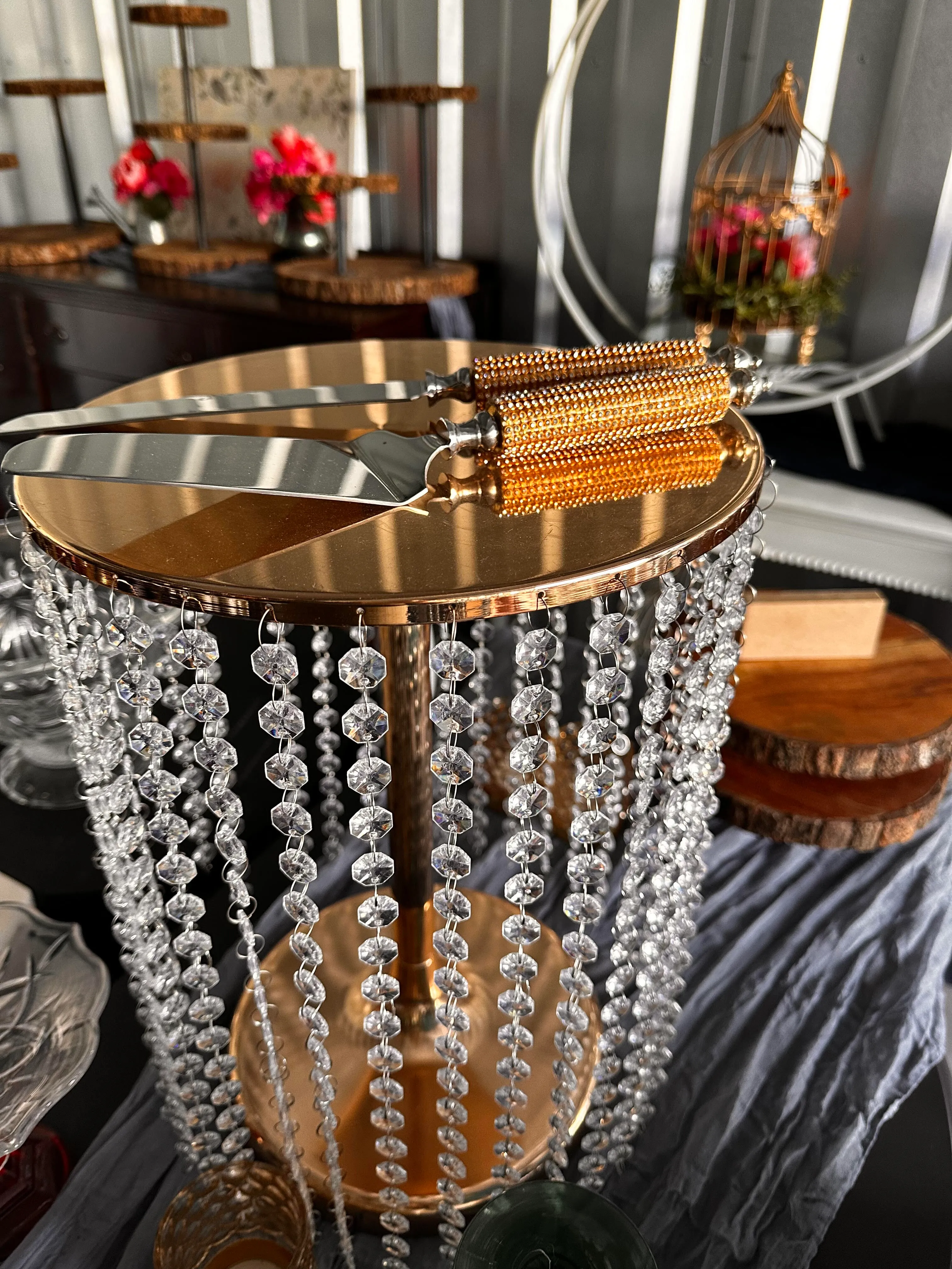 Rose Gold Elevated Cake stand and Serving Set