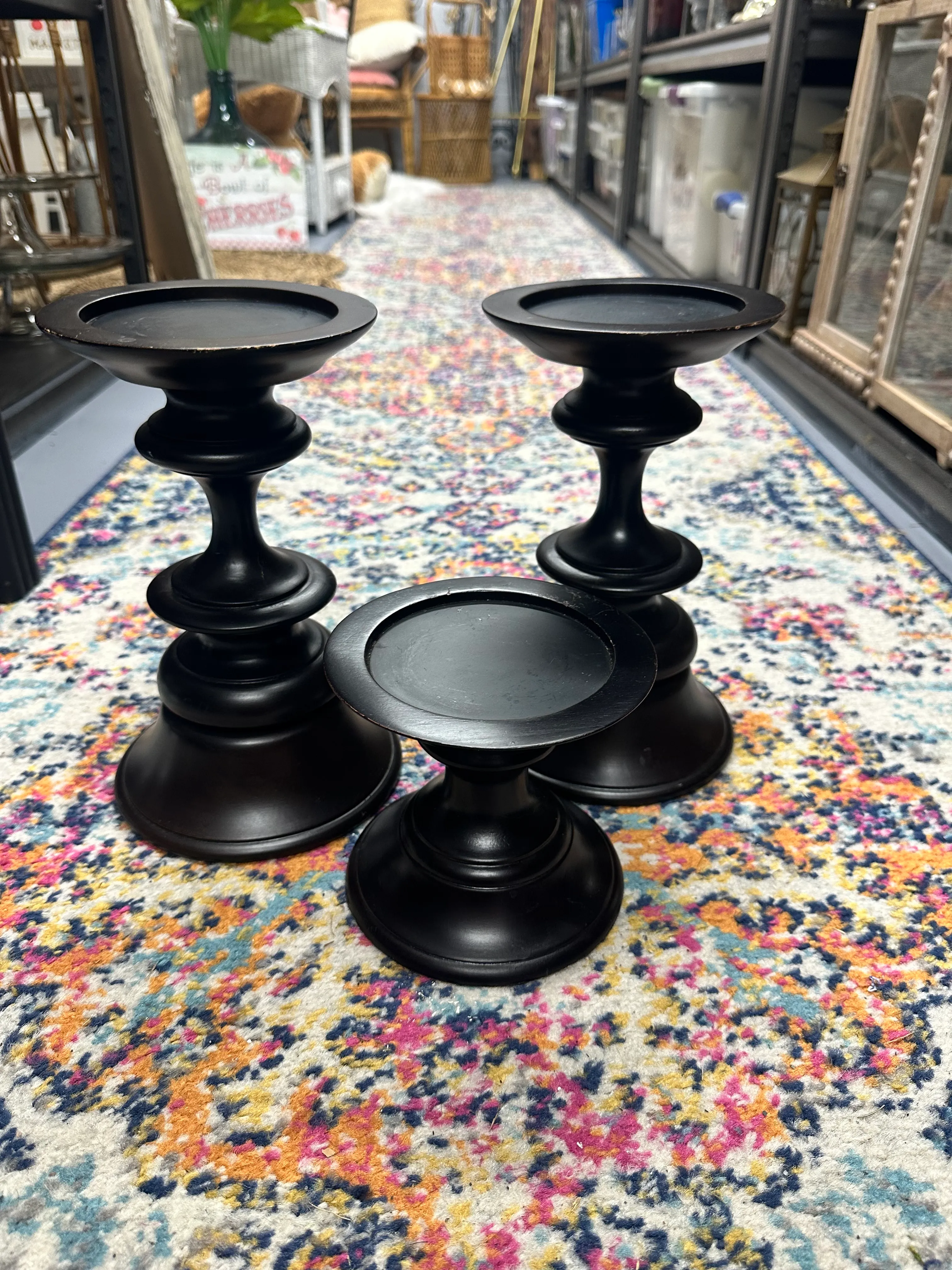 Pillar candle set of three -black-6’’ & 10’’& 10’’