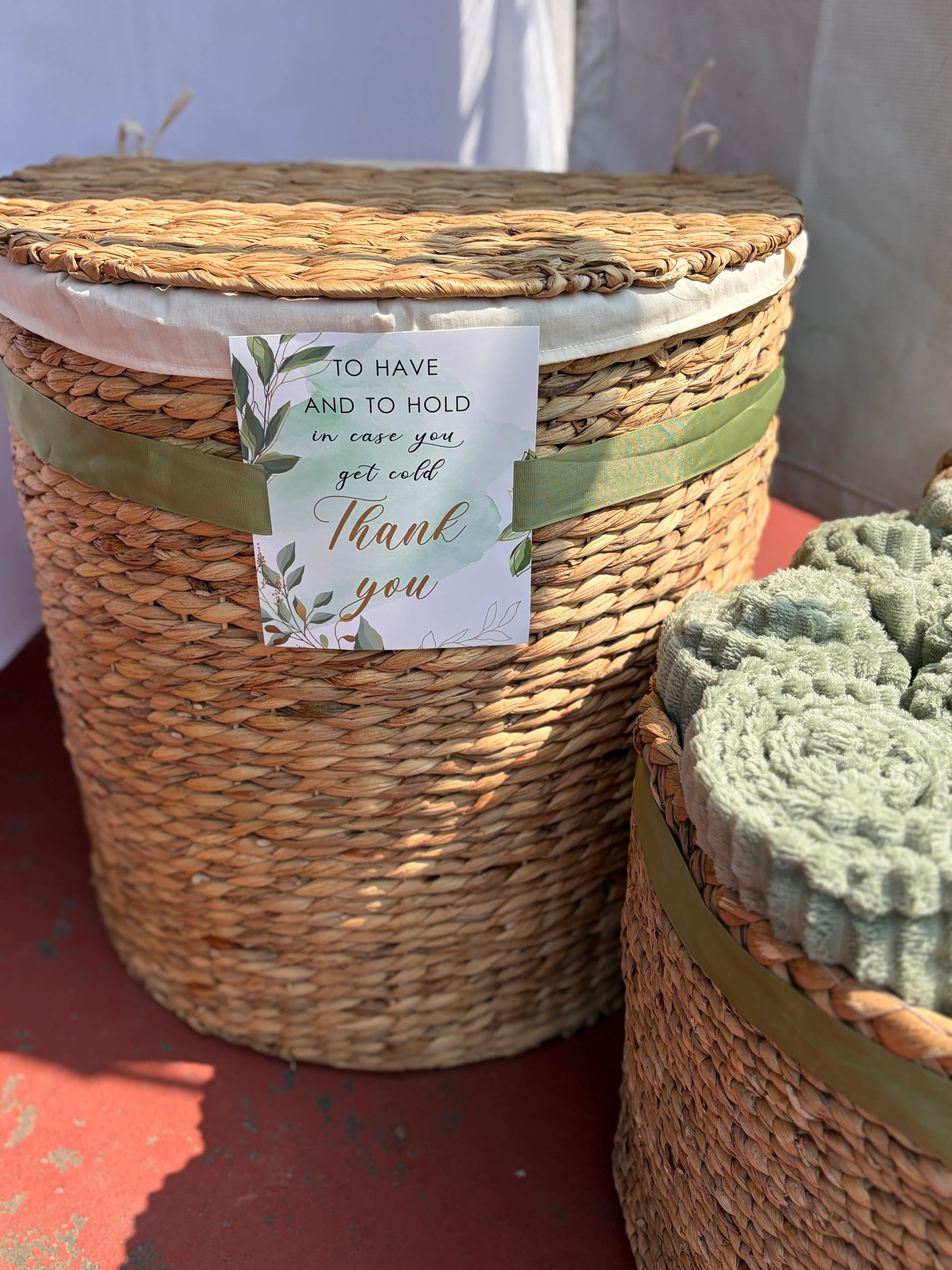 24 Blankets, Basket, and Sign