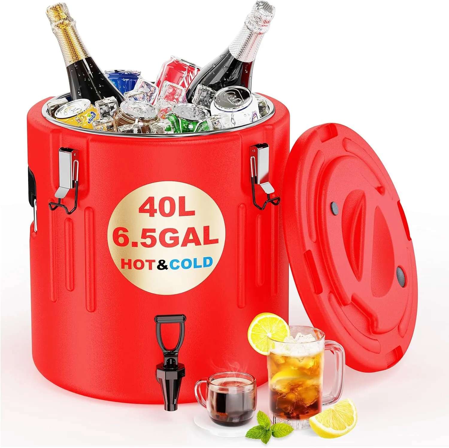 Insulated Beverage Dispenser 5 Gallon - [Stainless Steel Interior] [Hot &Cold Versatile] 