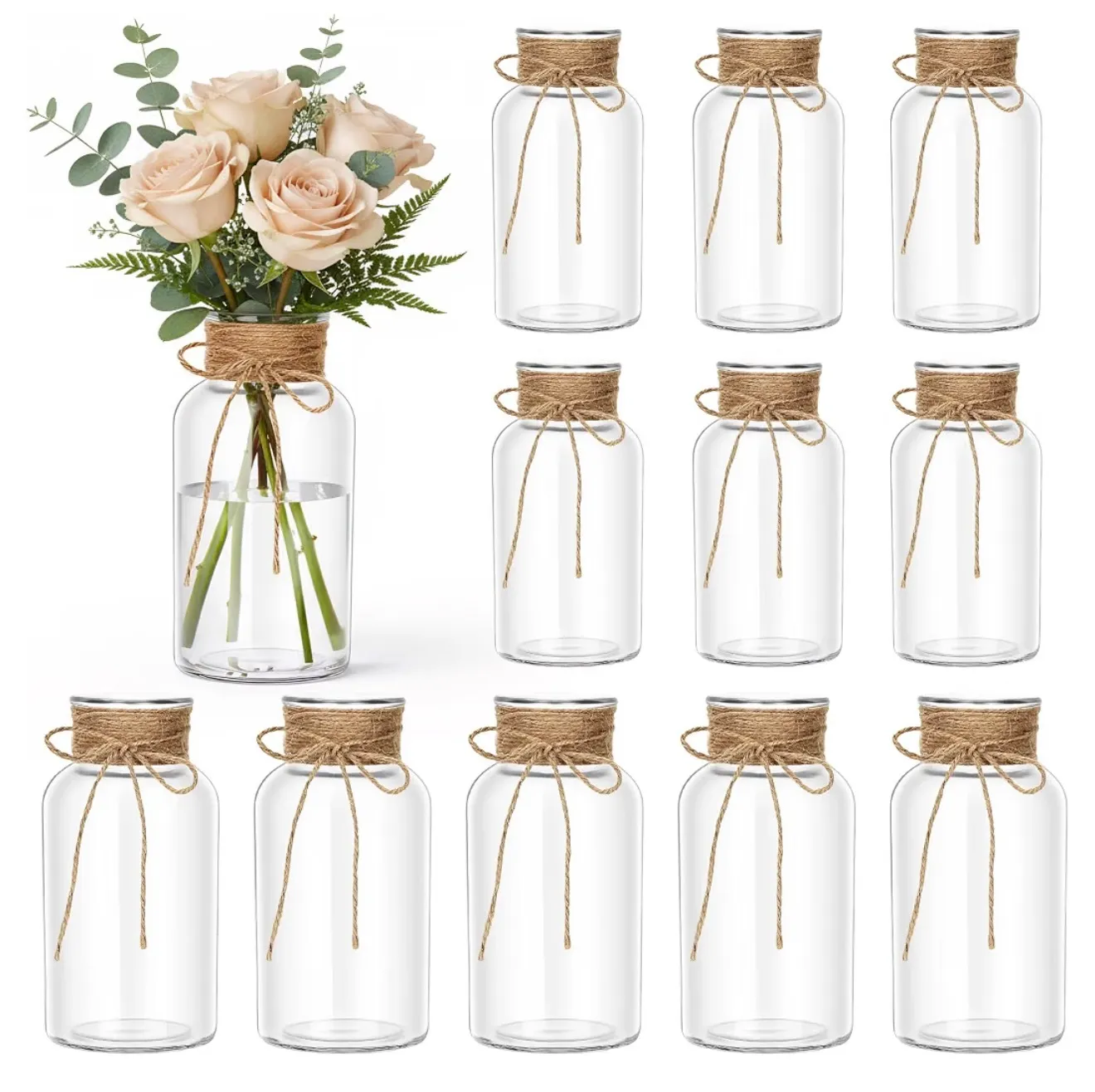 Mason Jars w/ twine (3.1" x 6")