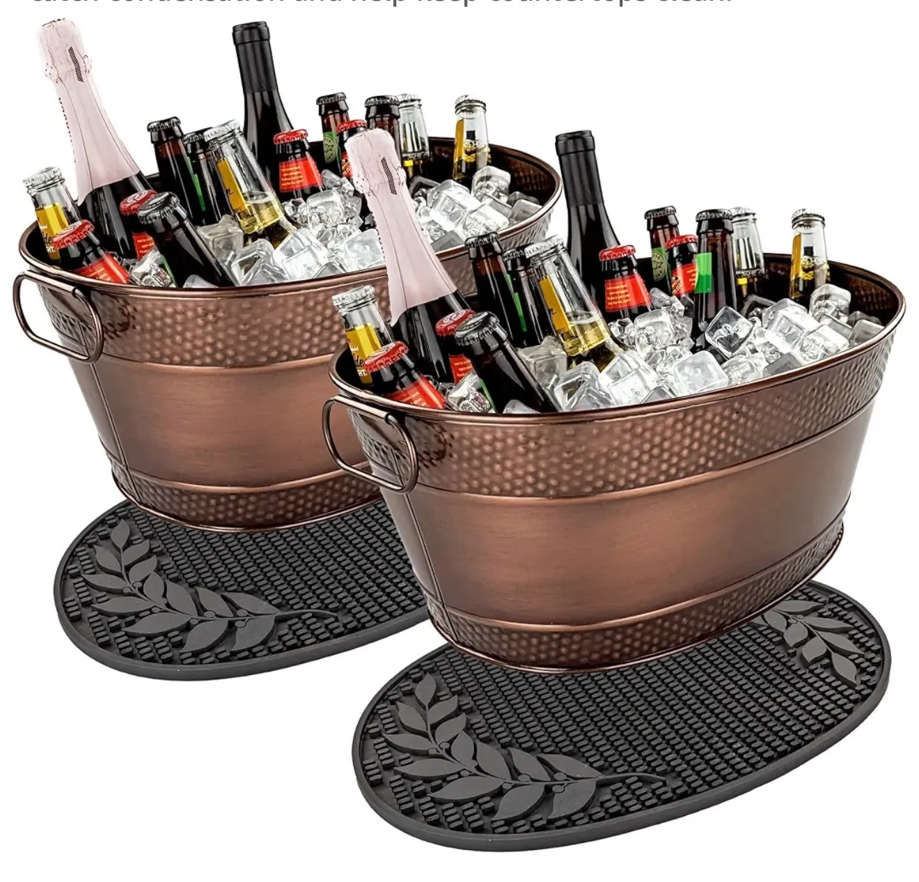 Heavy-Duty Copper Finish Beverage Tub Set (Oval)