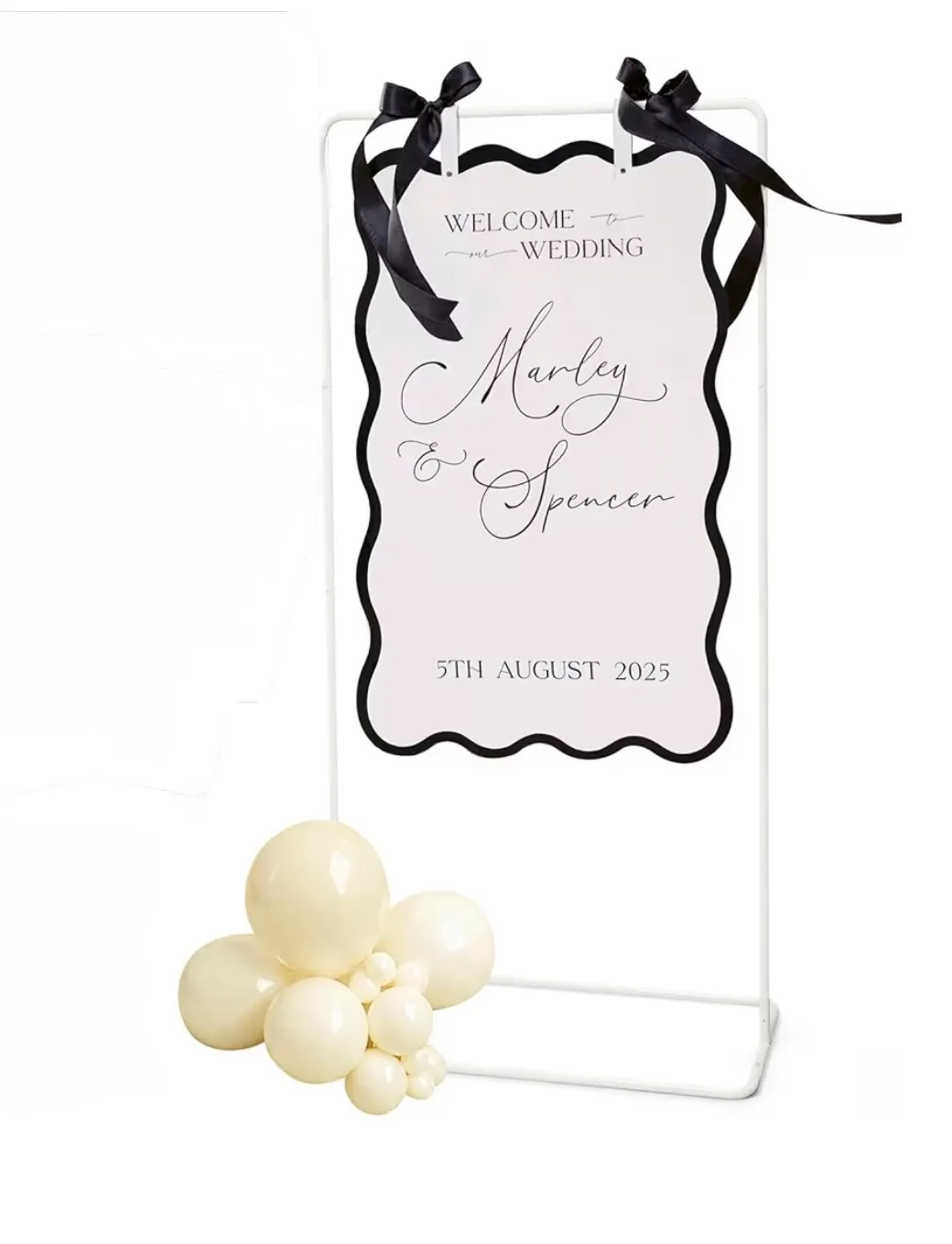 Adjustable Wedding / Event Wire Welcome Sign (White)