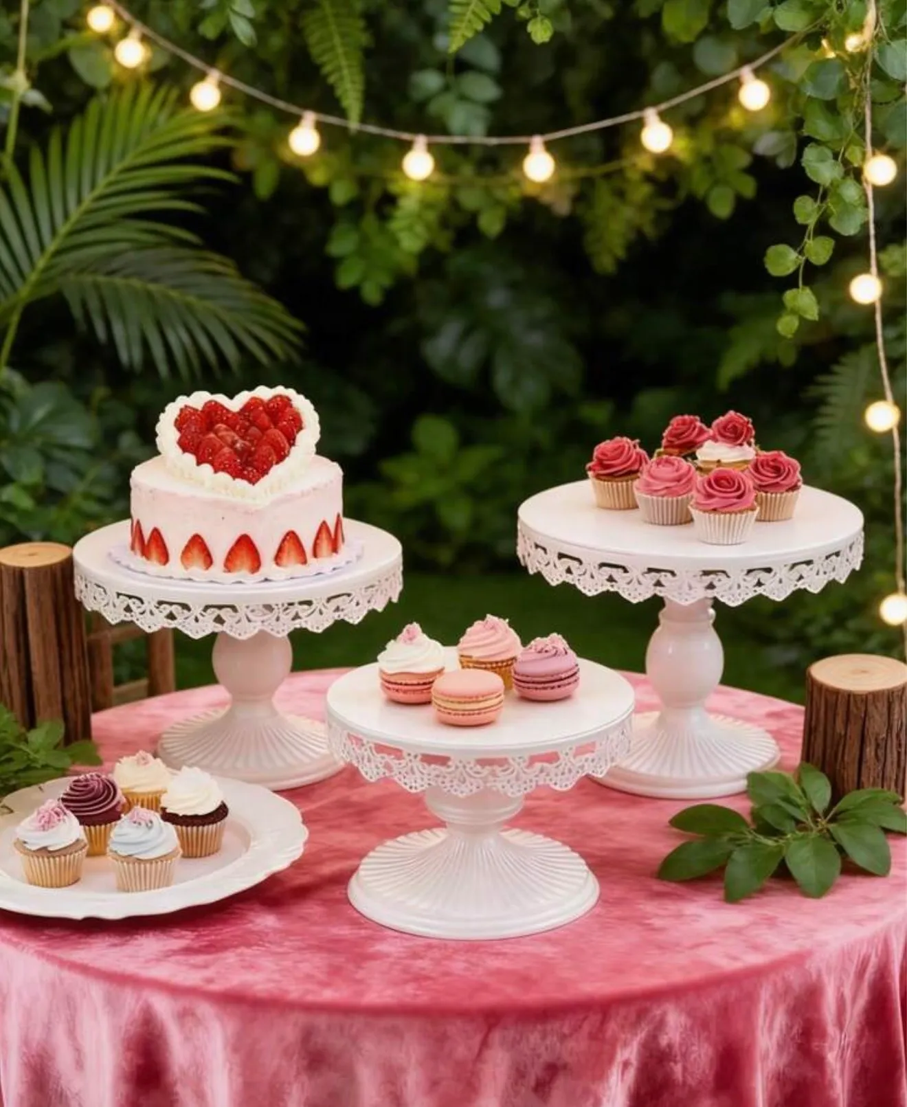 3-Tiered White Metal Cake Stands 