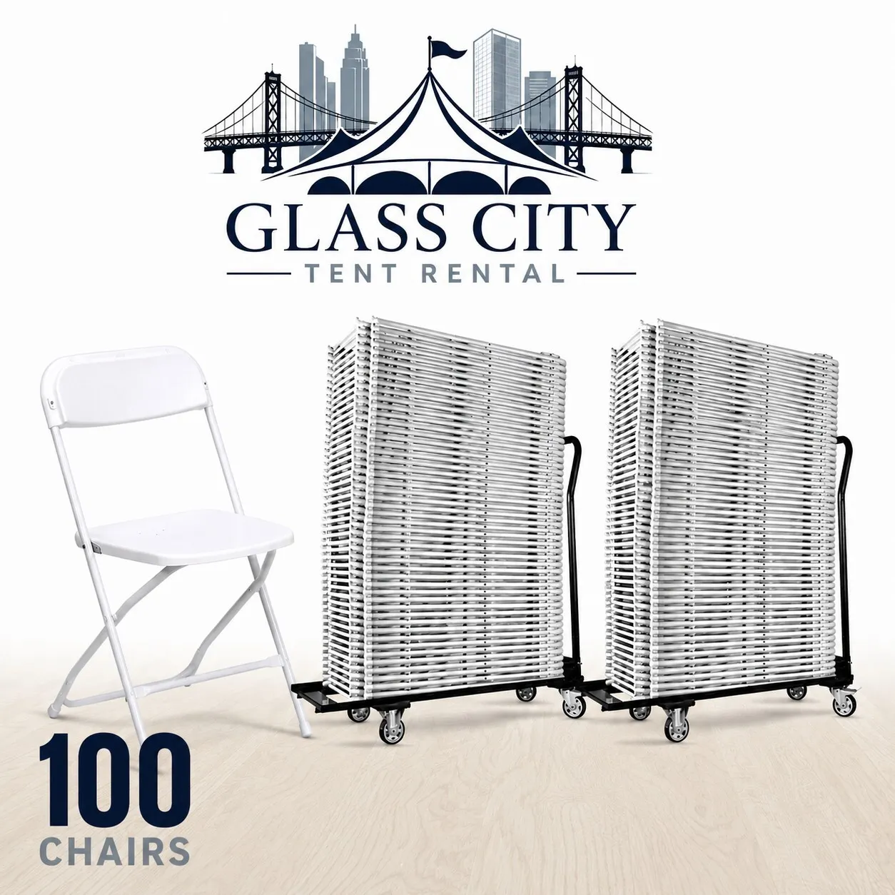 100 Chair Rental Poly Foldable Bundle Package
