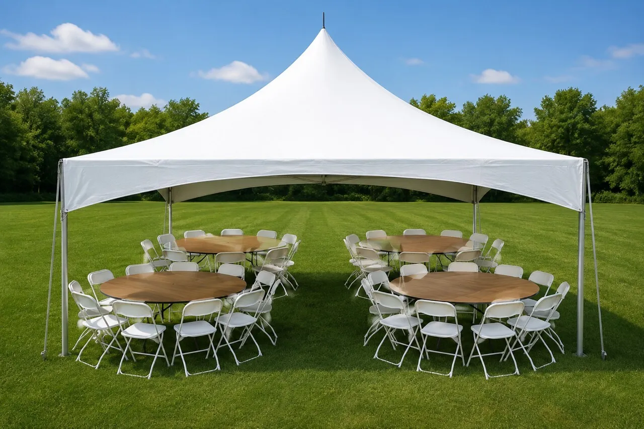 20'x20 Party Package ( Chairs, tables, Setup/ Delivery) Seats 32