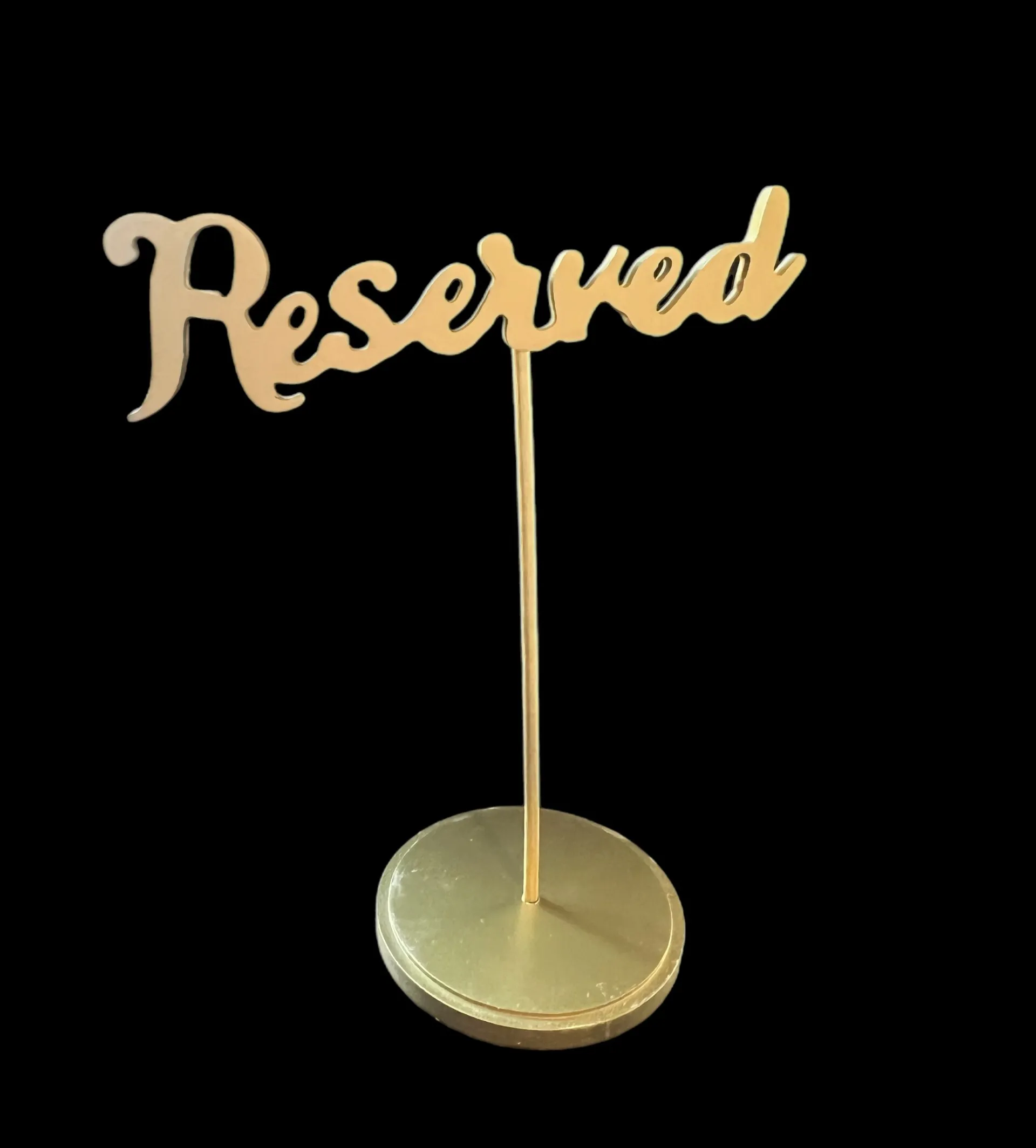 Gold "Reserved" Sign