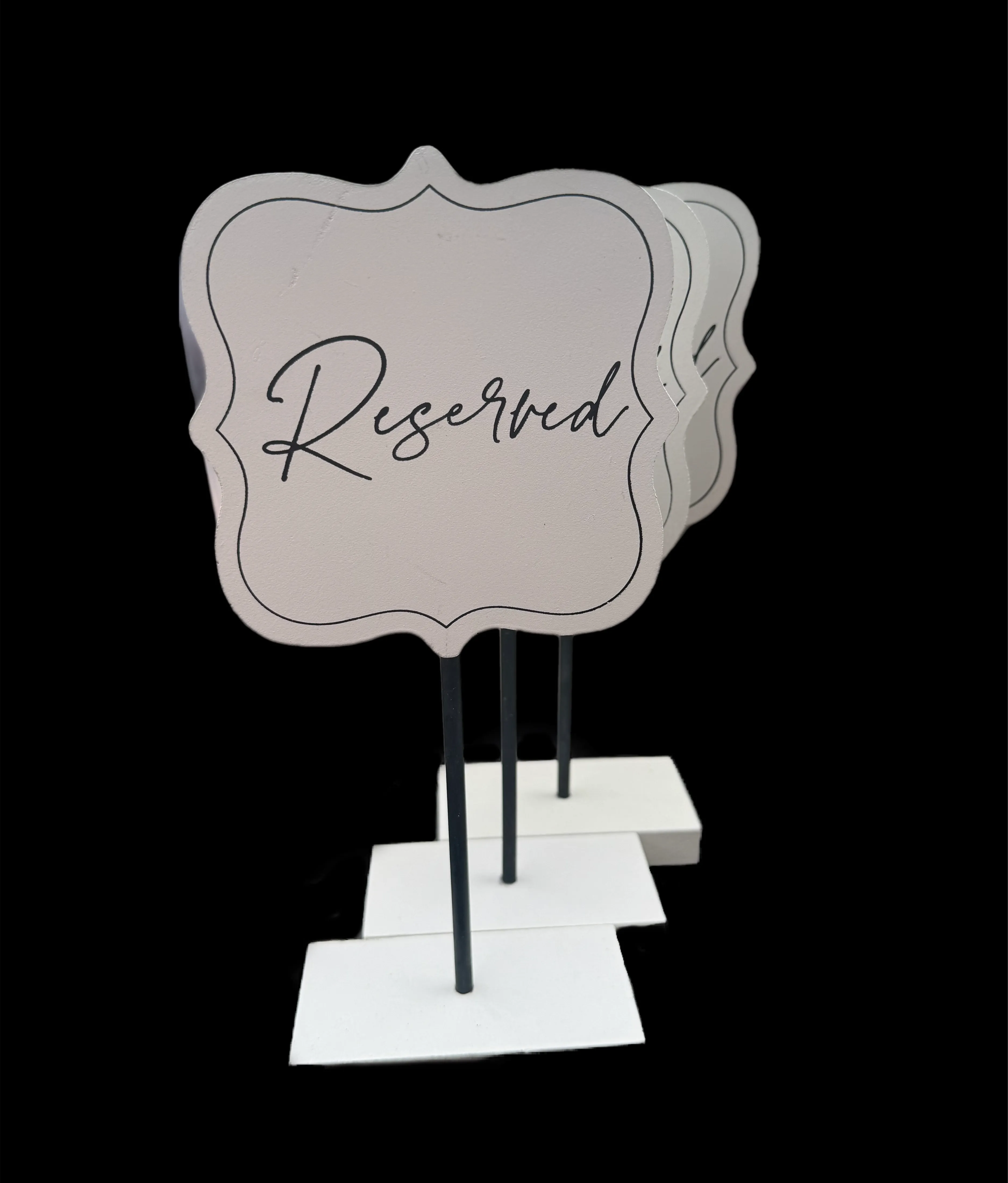 White “Reserved” stand Sign 