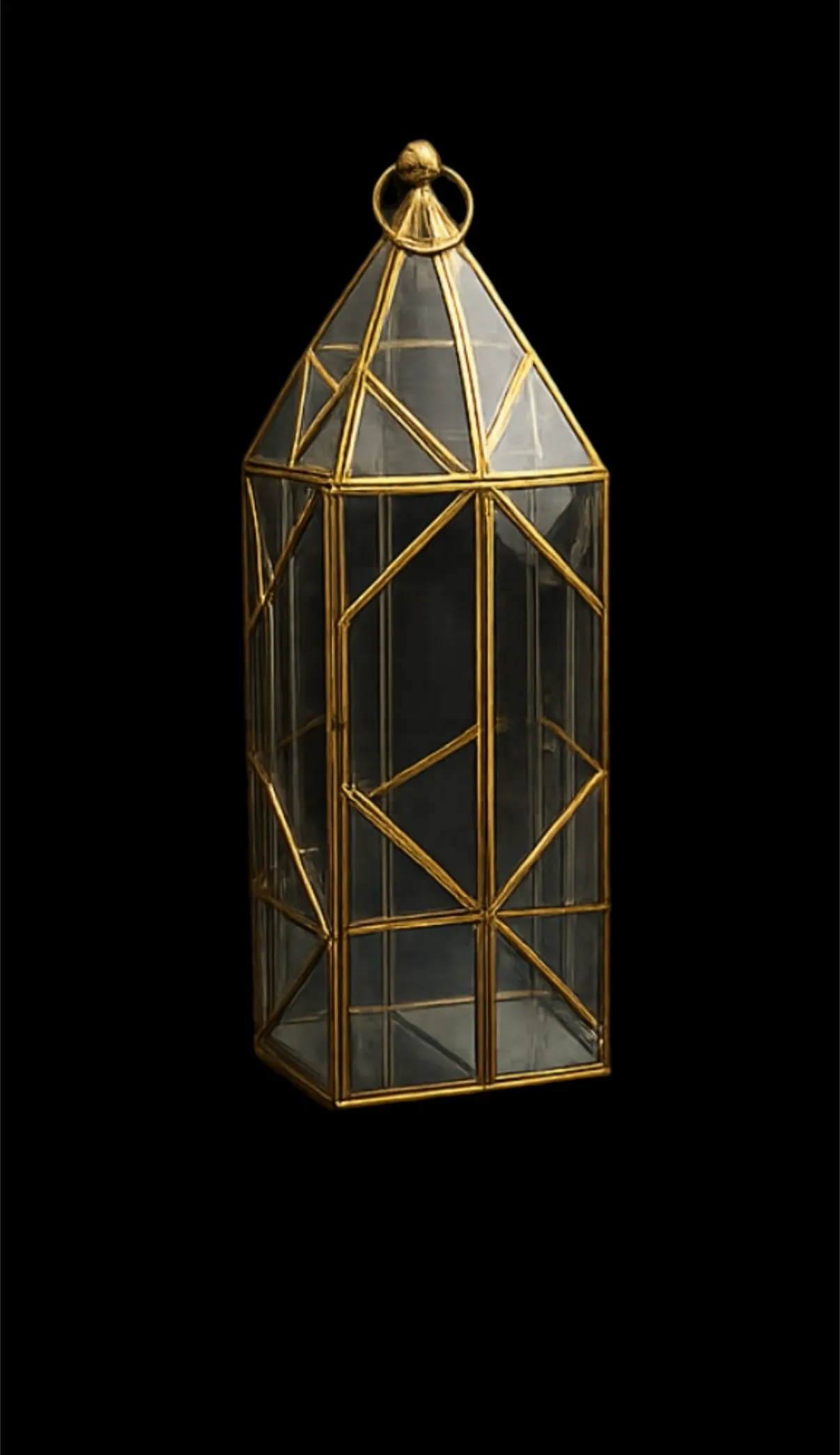 Gold Geometric glass Lantern 