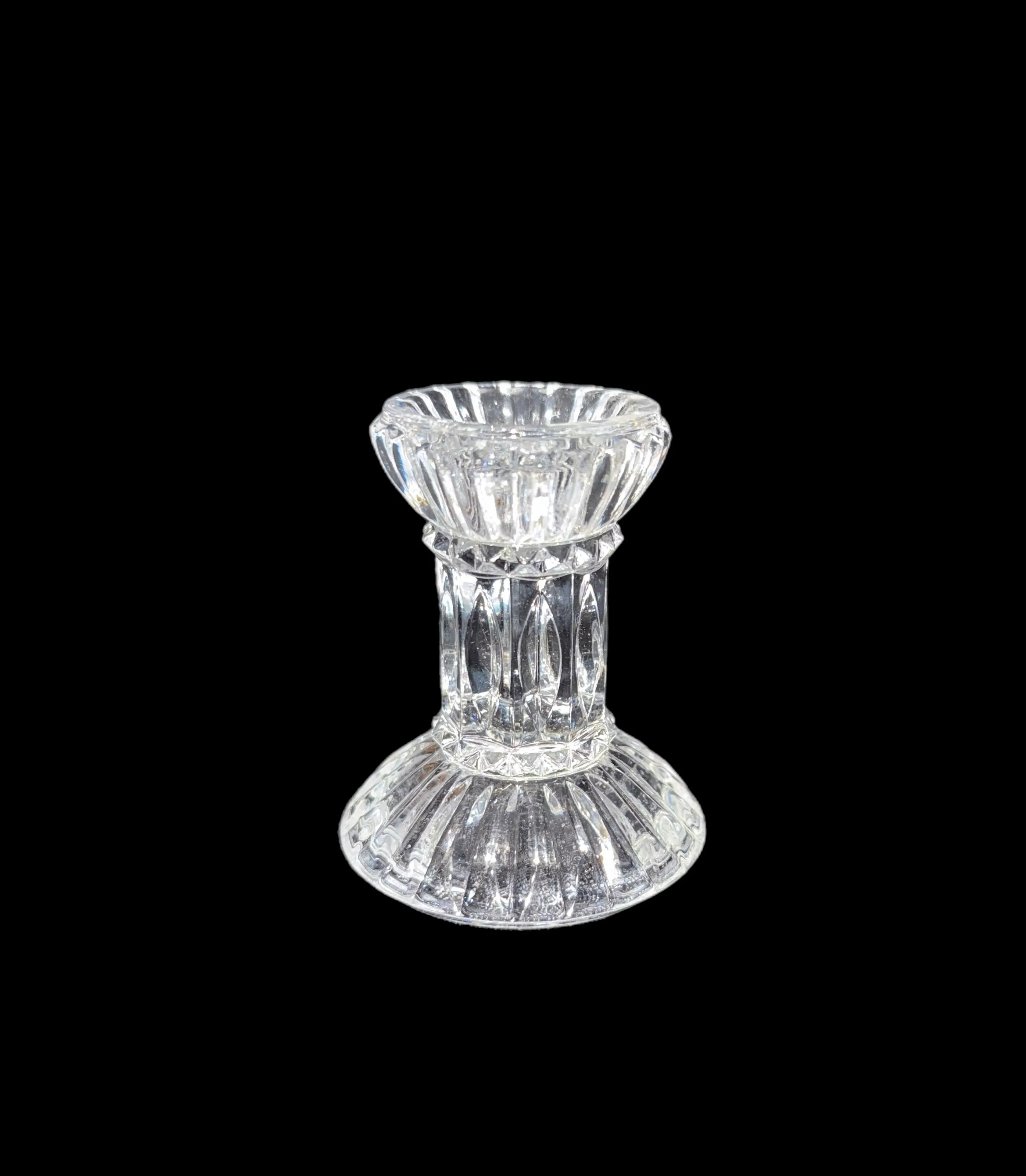 Clear Ruffled Glass Candle Holder