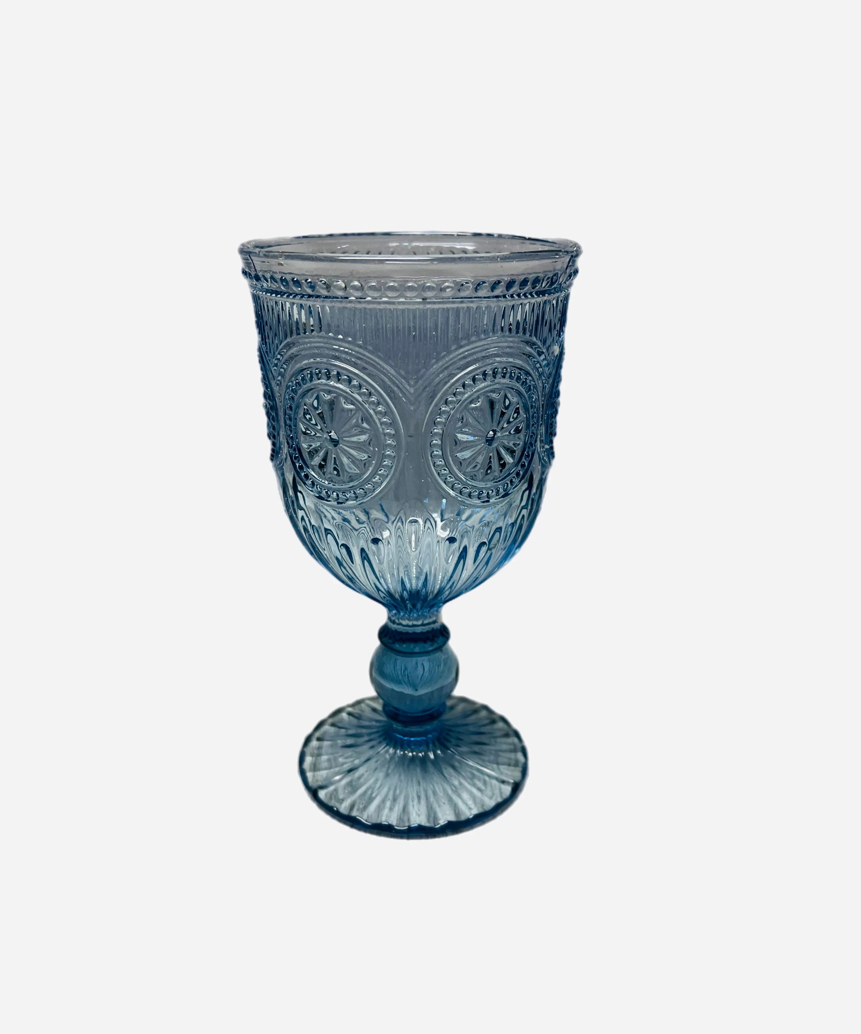 Ribbed Blue Goblets 