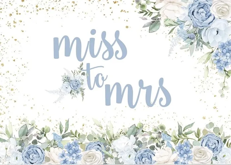 "Miss to Mrs- Blue Backdrop Curtain