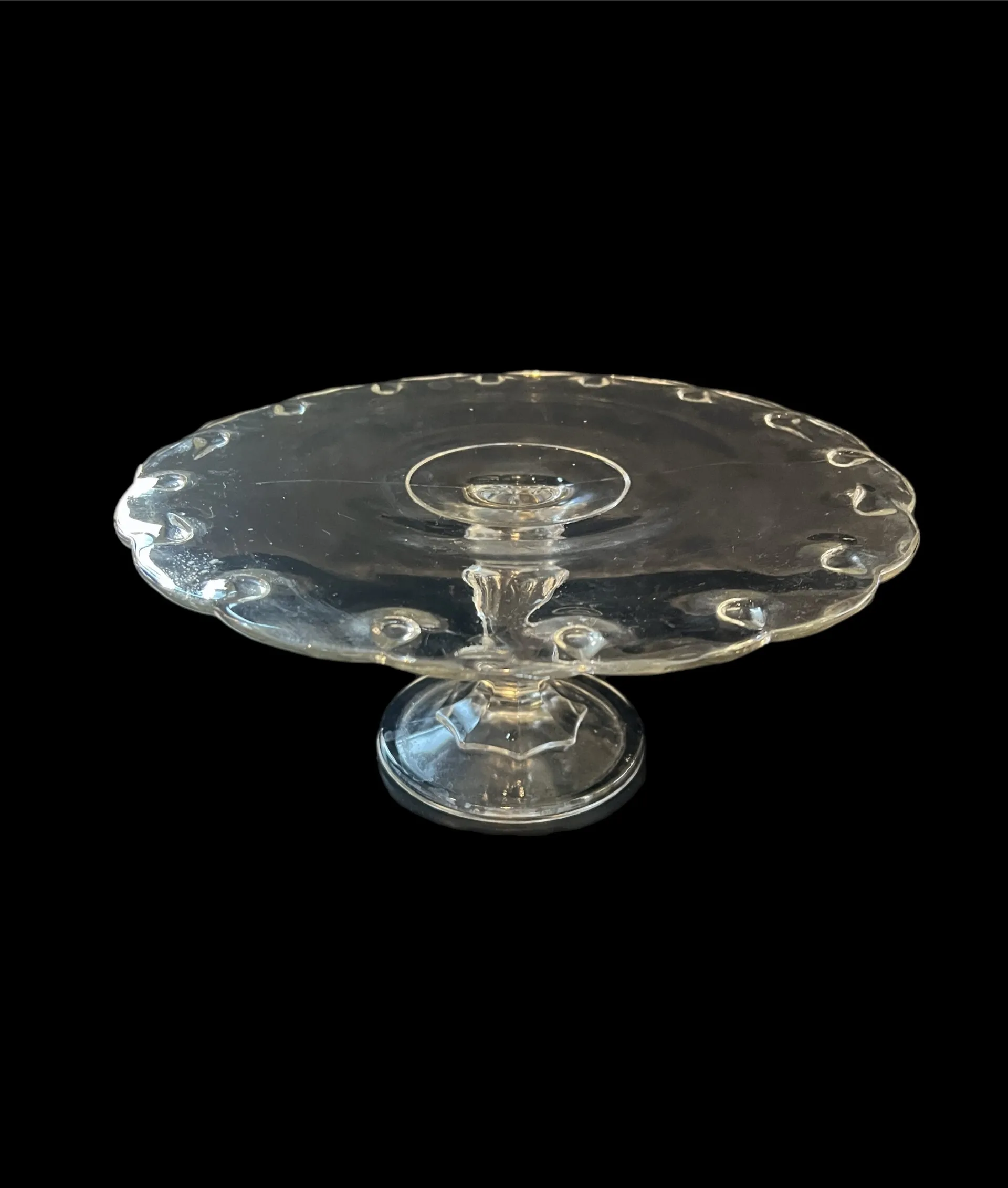 Wavy top Glass Cake Stand 