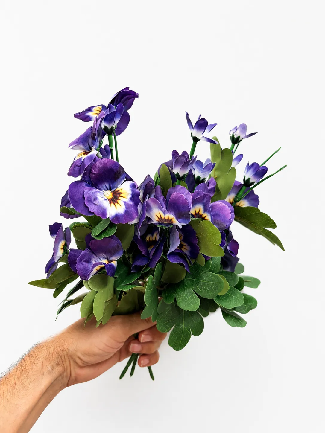  Artificial Purple Pansies - Set of 3