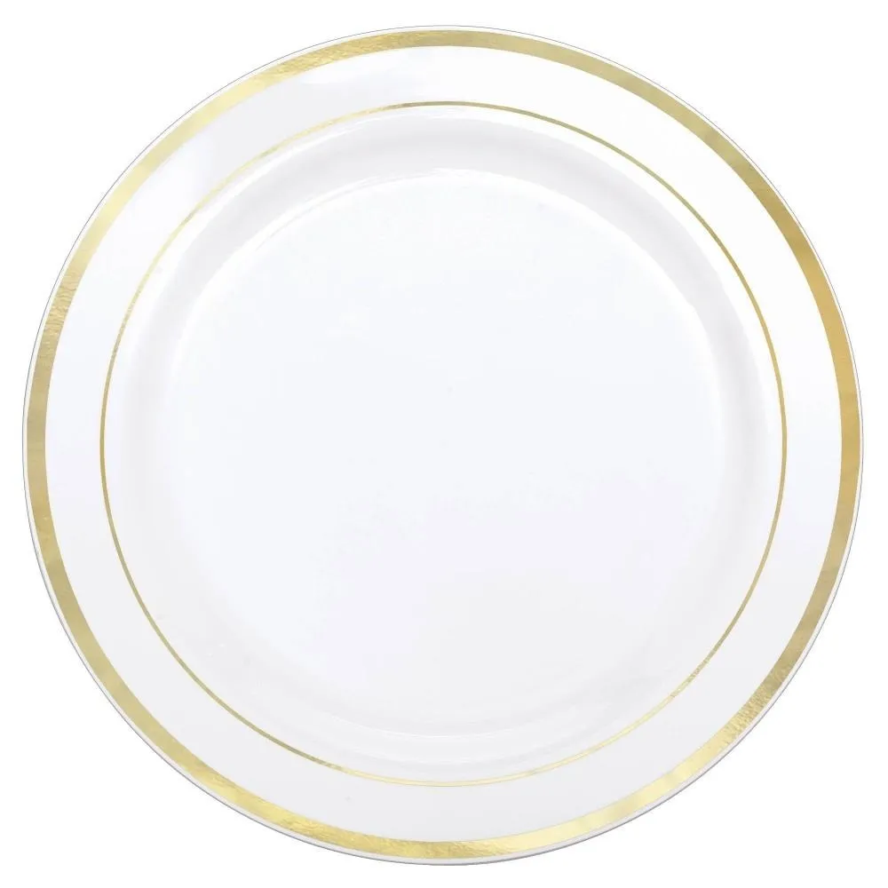 White Plastic Disposable Dinner Plates - Set of 8