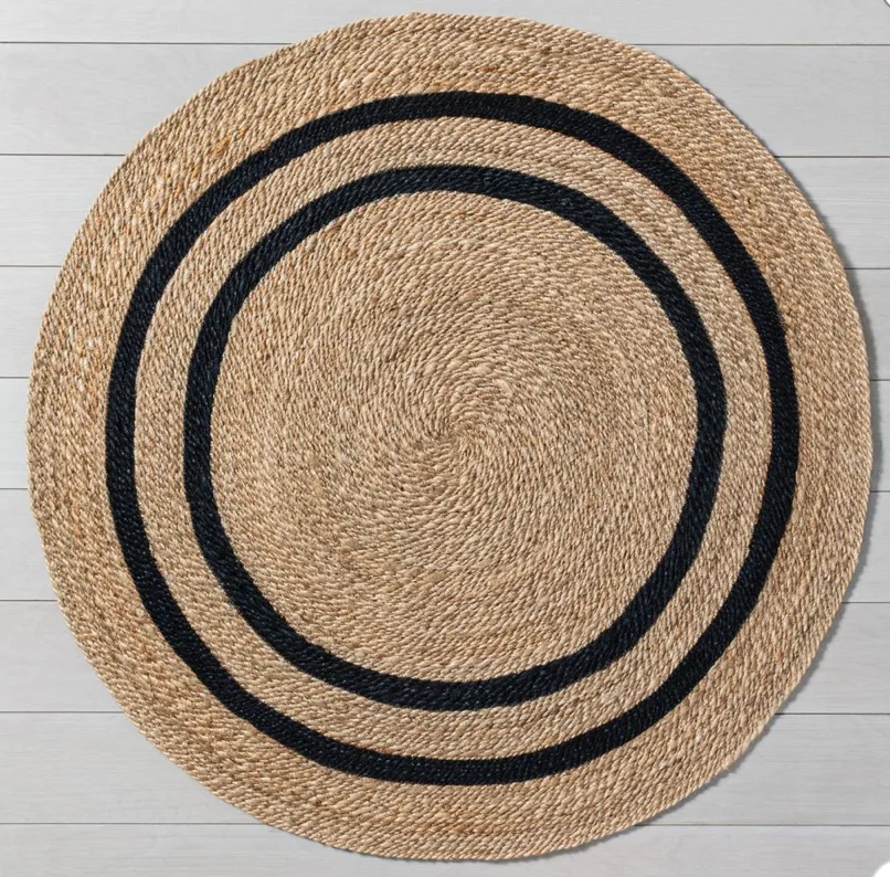 5' Round Double Stripe Woven Rug 