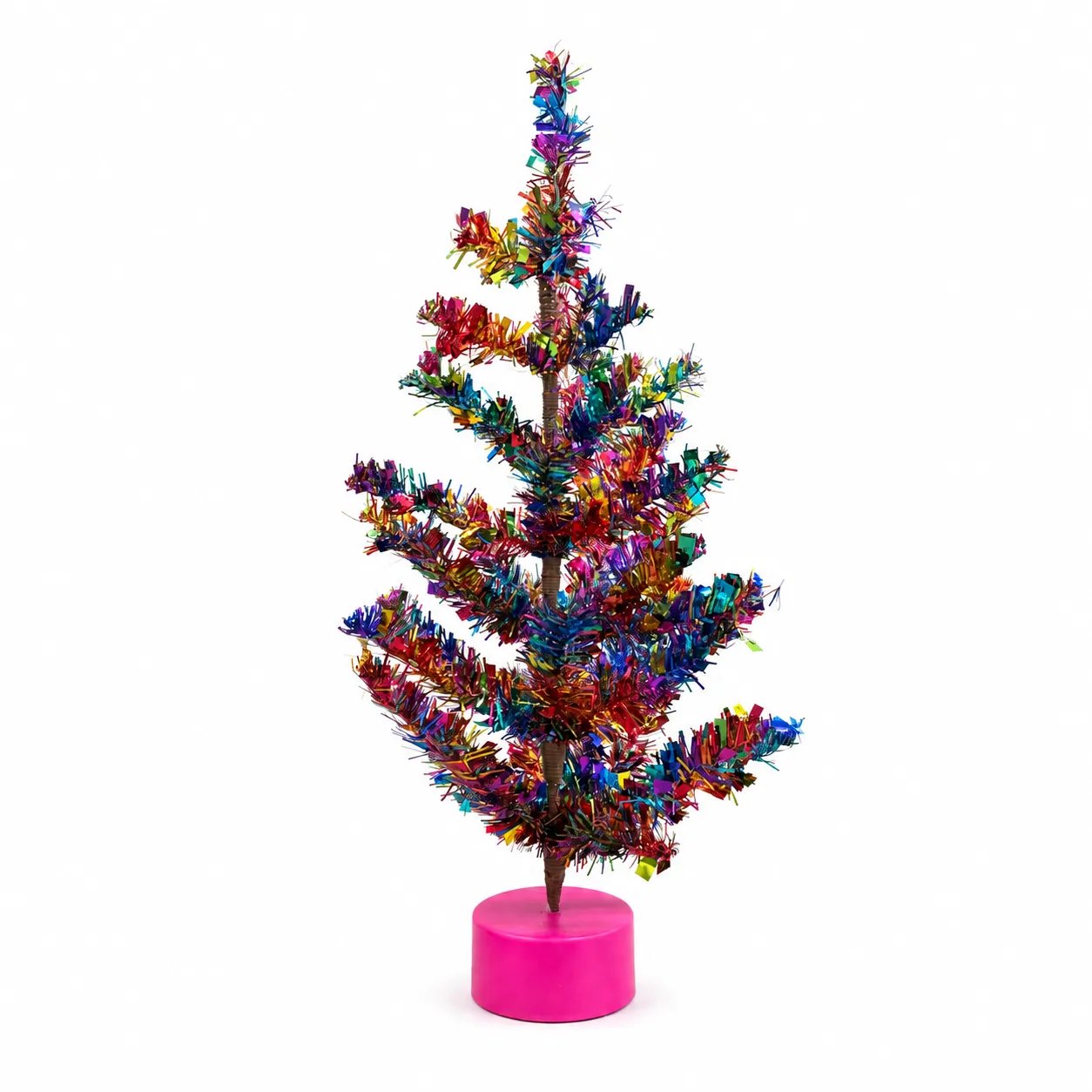 24" Tinsel Mini Artificial Christmas Tree – Multicolor
